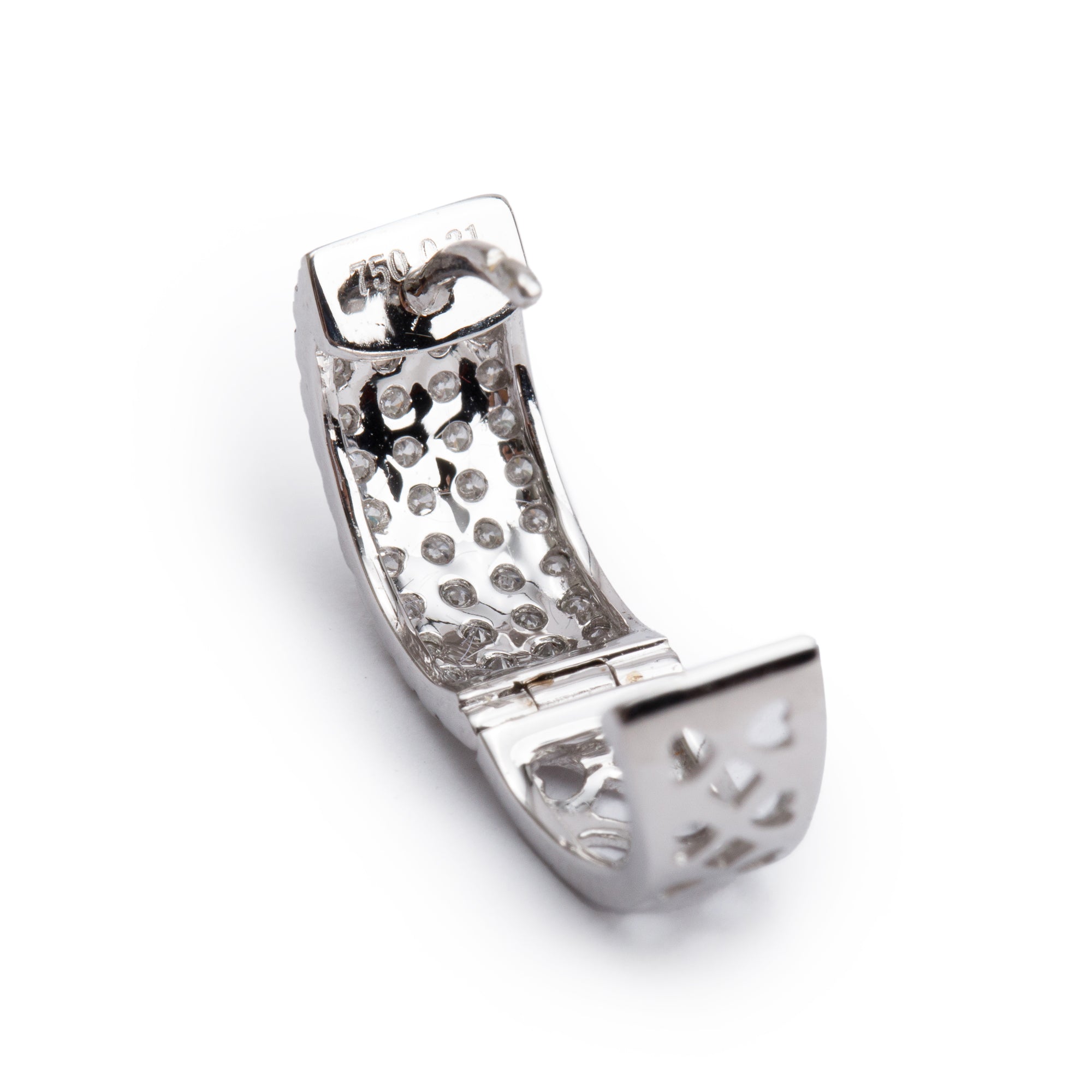 18k White Gold Pave Diamond Huggie Earrings