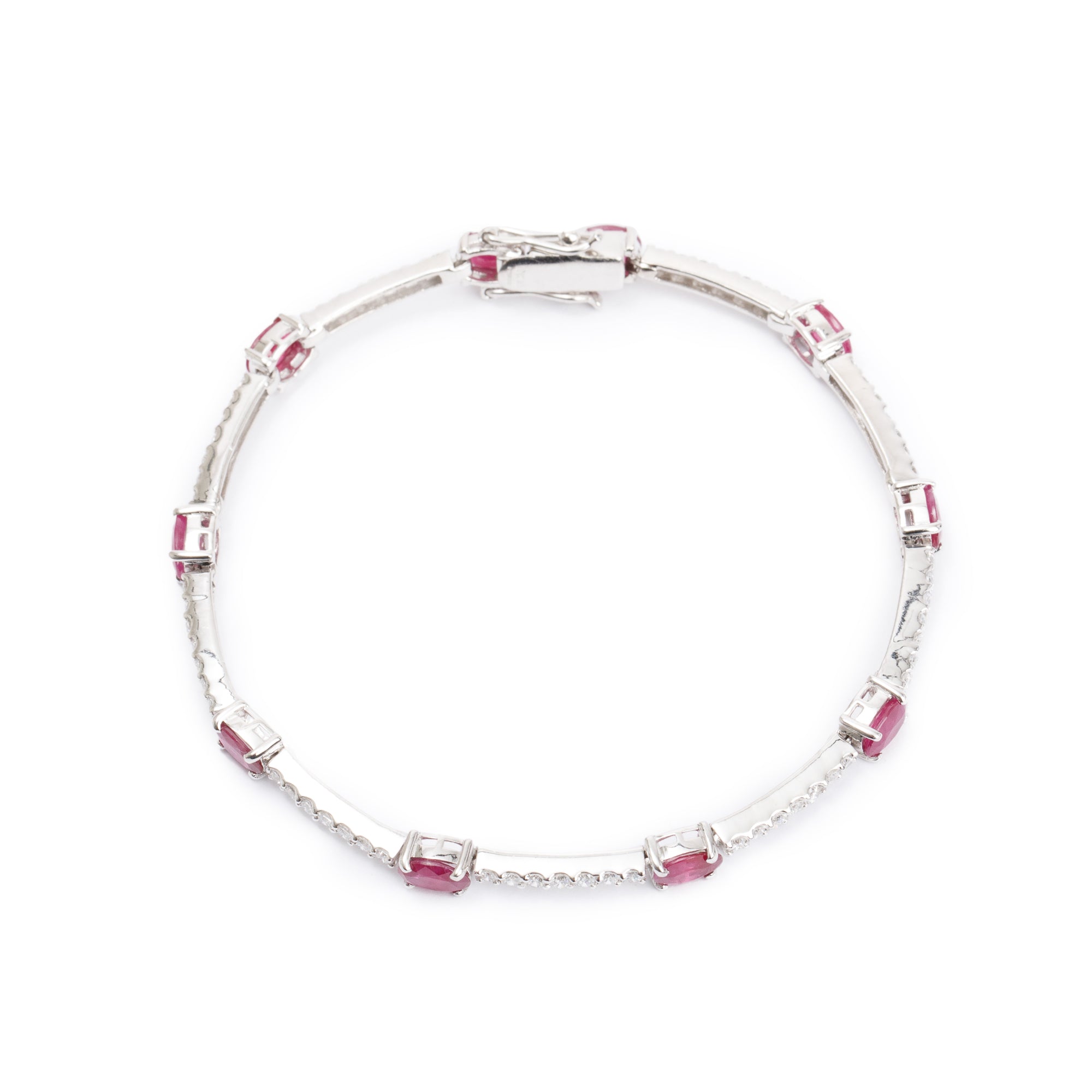 18k White Gold Ruby & Diamond Bracelet