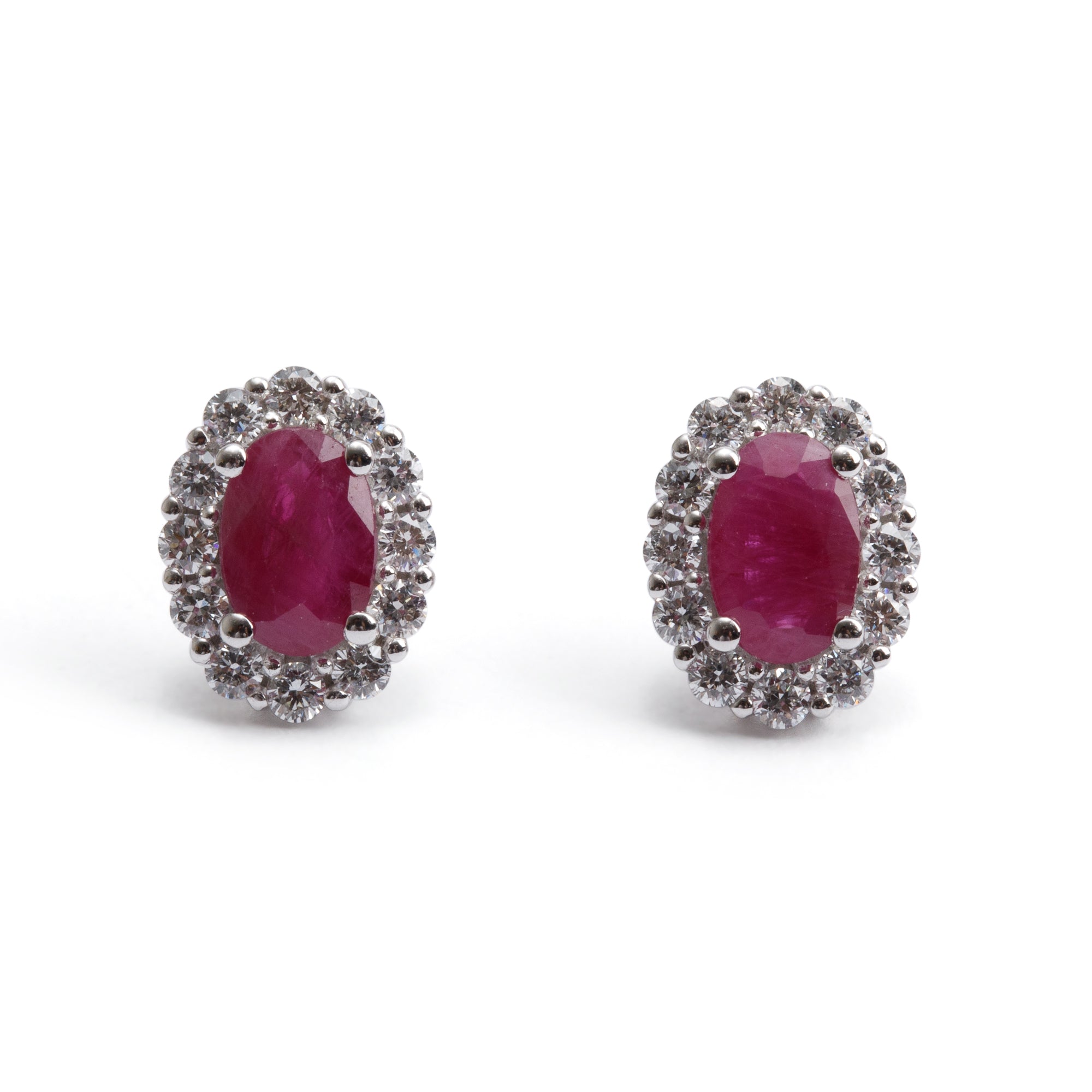 18k White Gold Ruby & Diamond Earrings