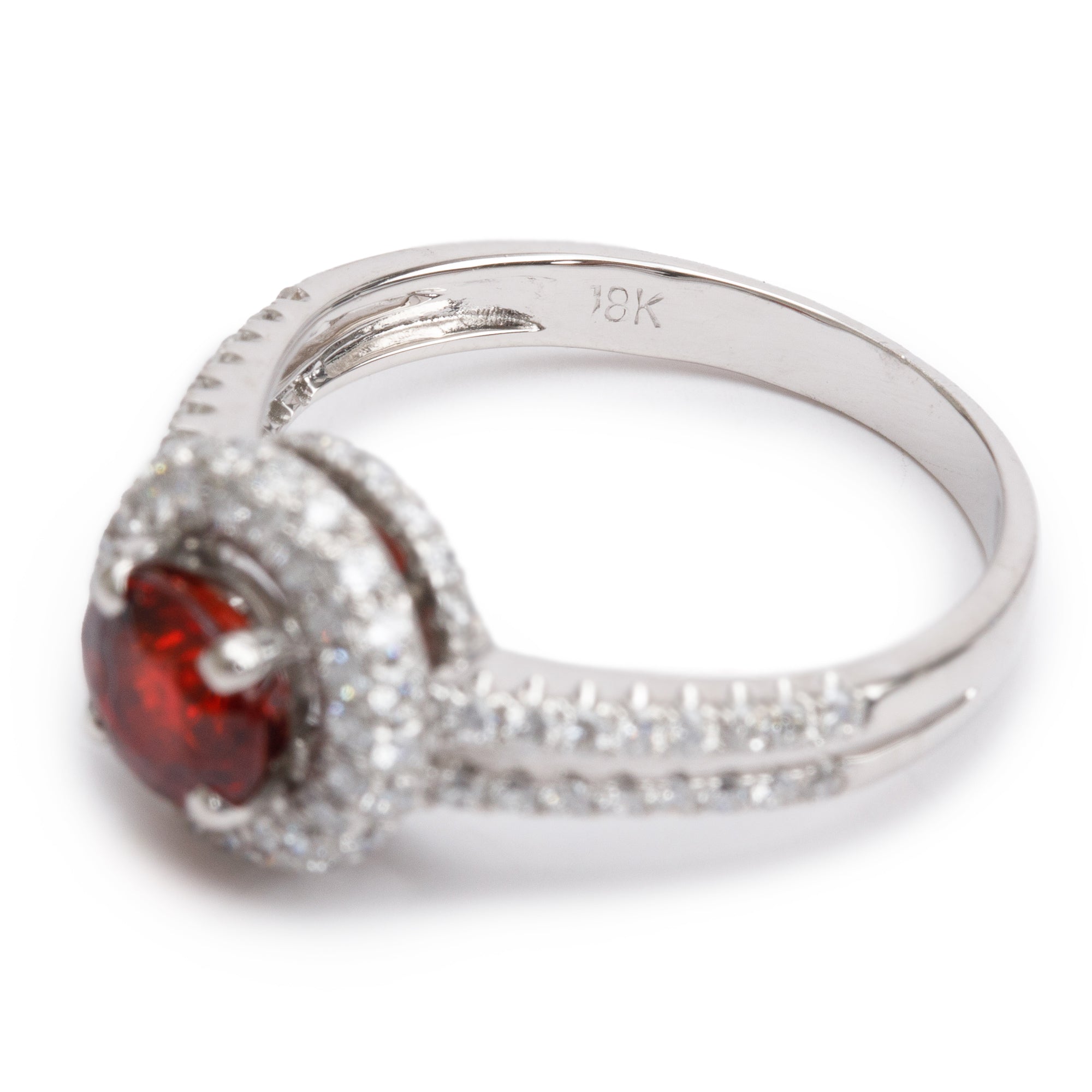 18k White Gold Ruby and Diamond Ring, Size 6.75