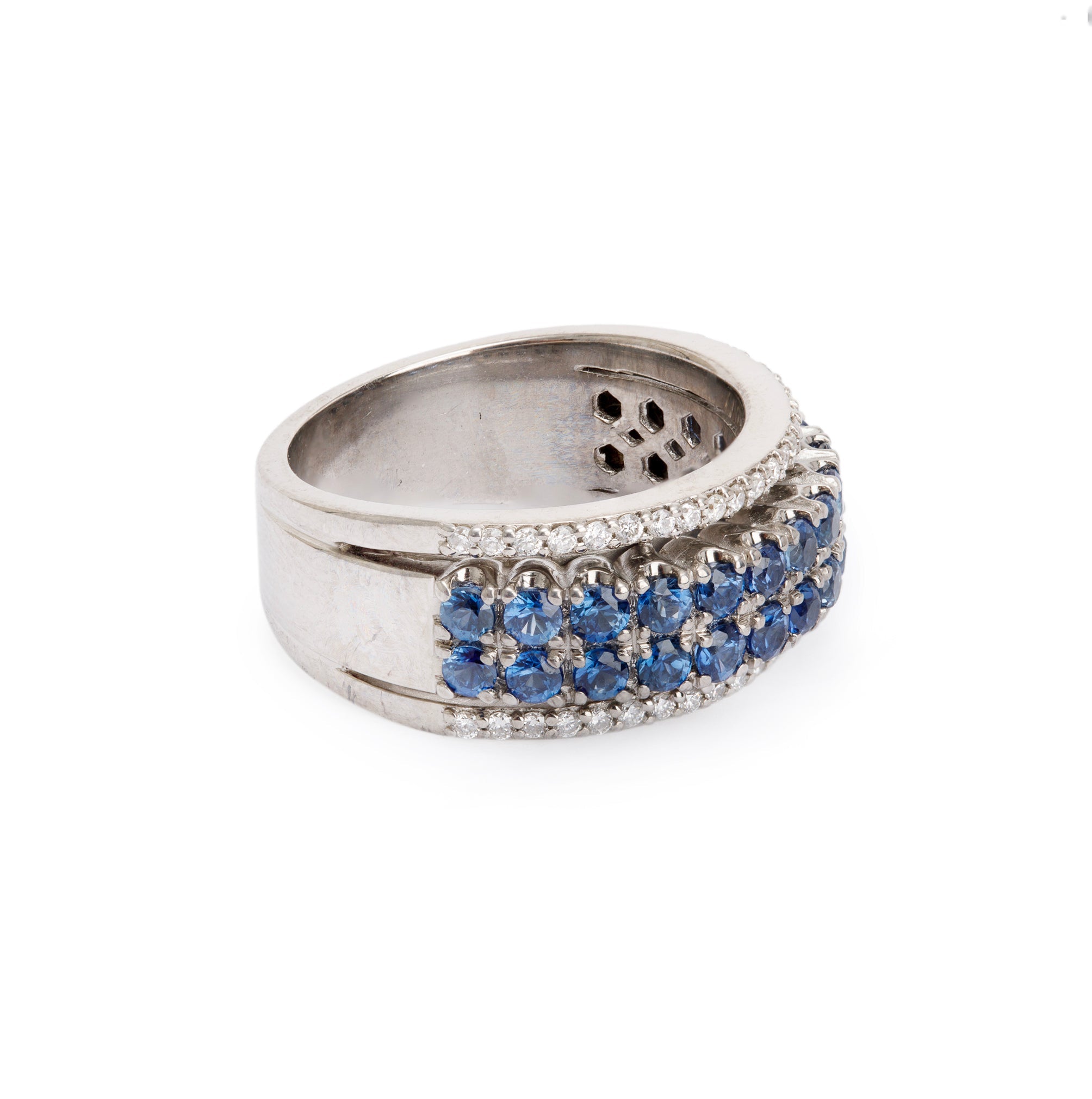18k White Gold Sapphire & Diamond Band Ring