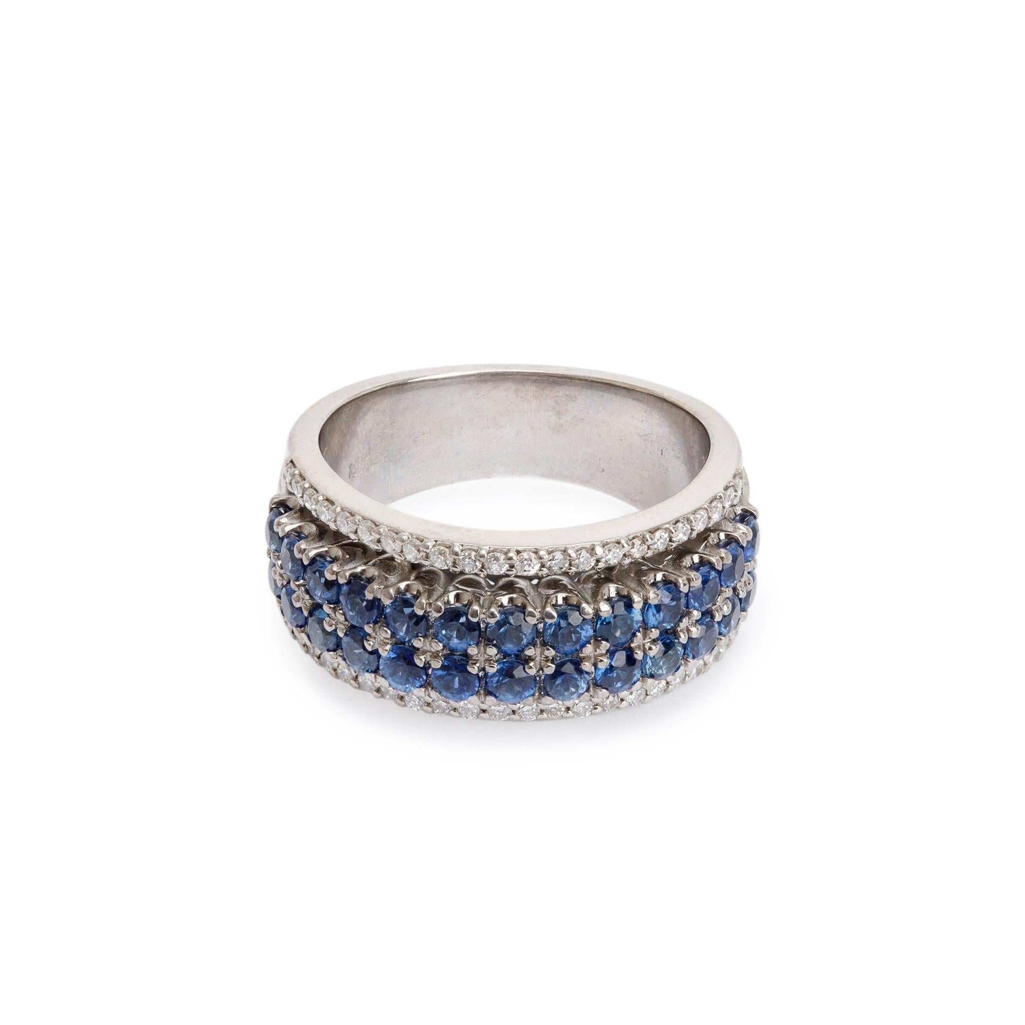 18k White Gold Sapphire & Diamond Band Ring