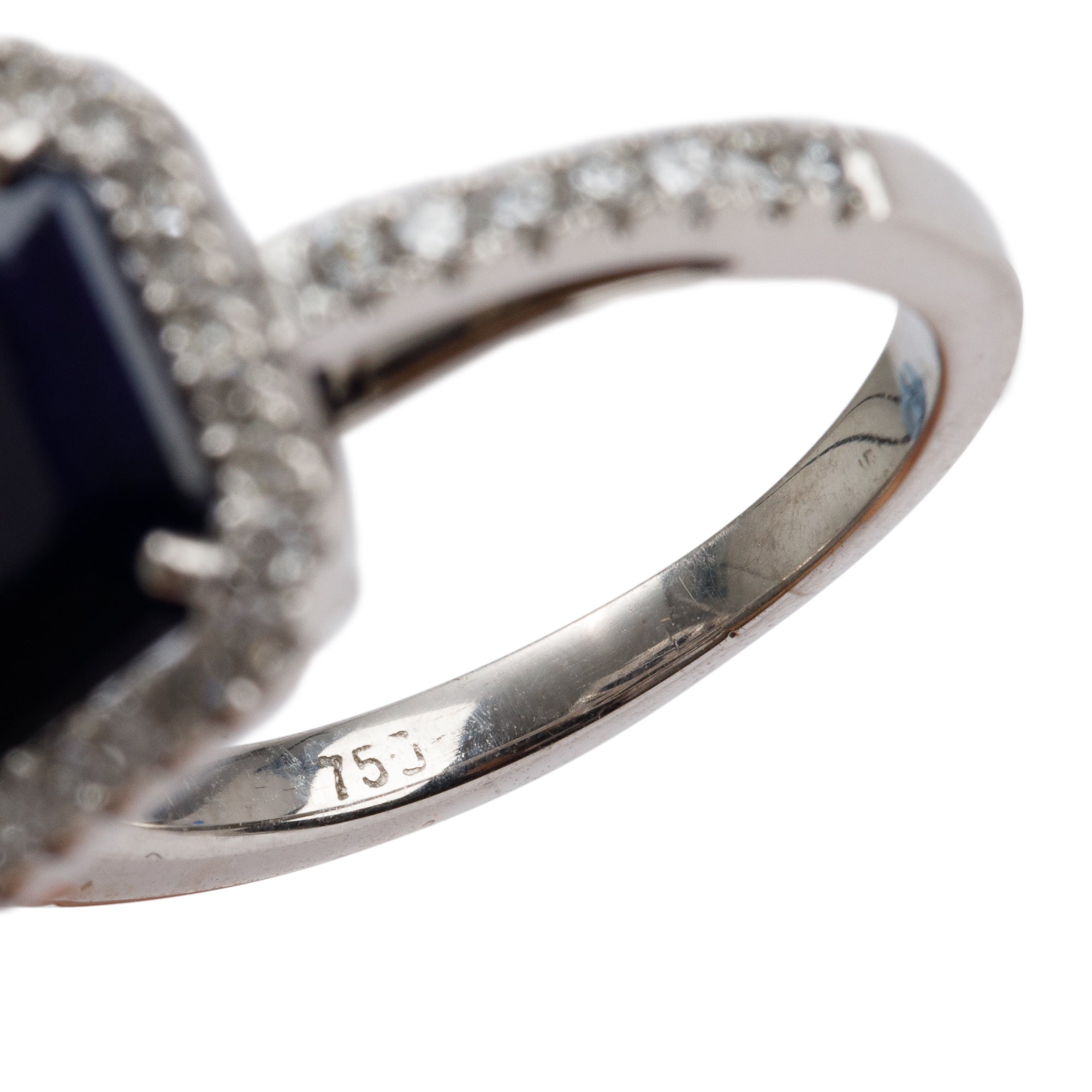 18k White Gold Sapphire & Diamond Cocktail Ring, Size 4.75
