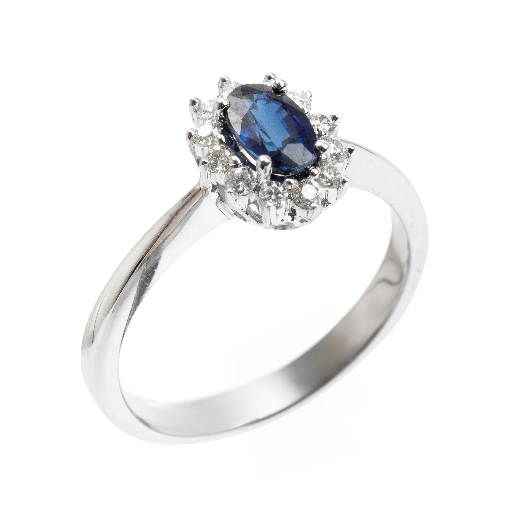 18k White Gold Sapphire & Diamond Cocktail Ring, Size 5.75