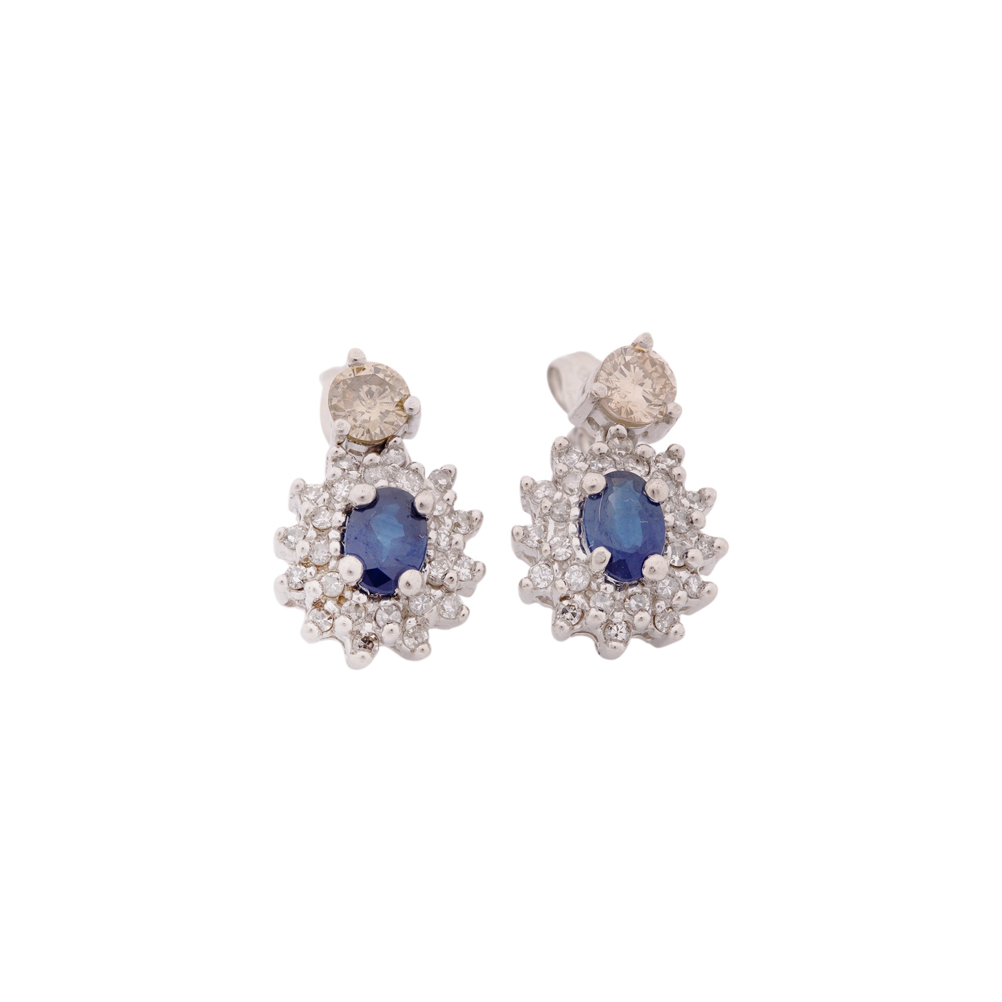 18k White Gold Sapphire & Diamond Earrings