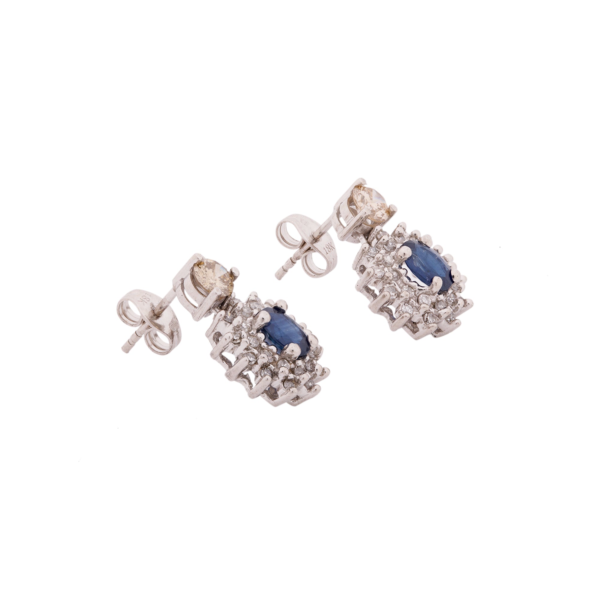 18k White Gold Sapphire & Diamond Earrings