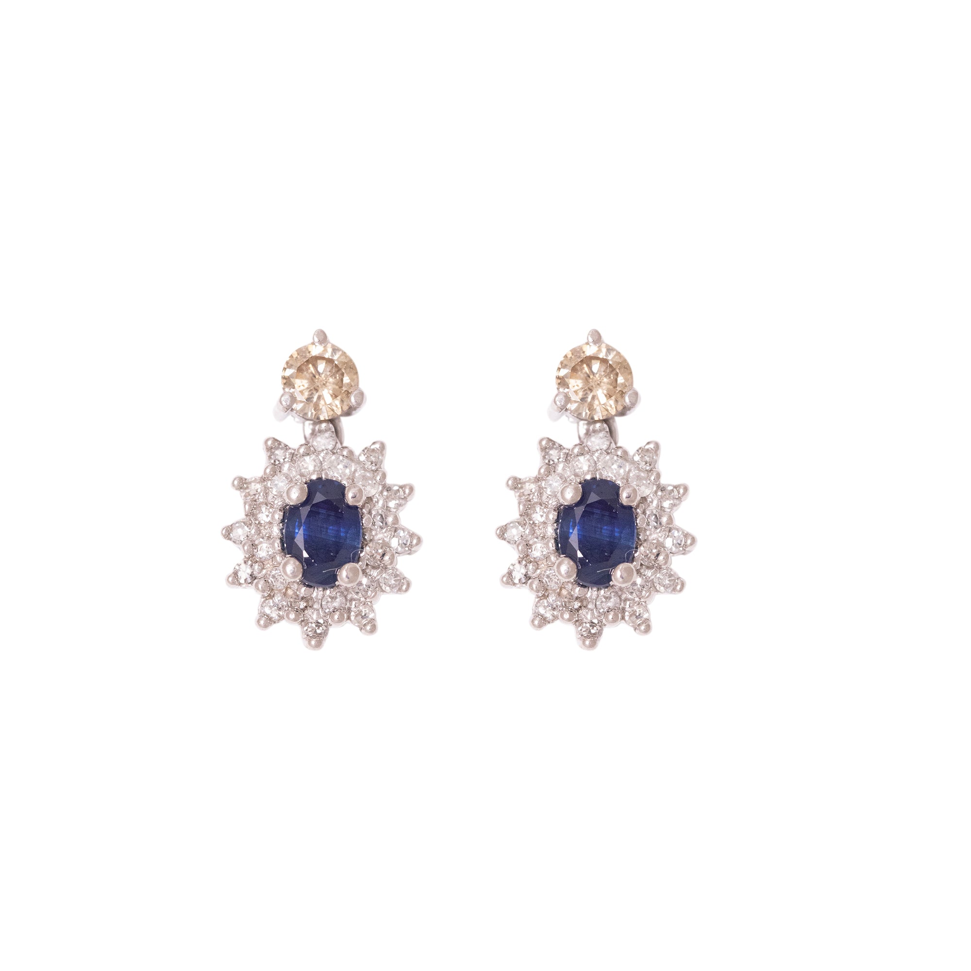 18k White Gold Sapphire & Diamond Earrings