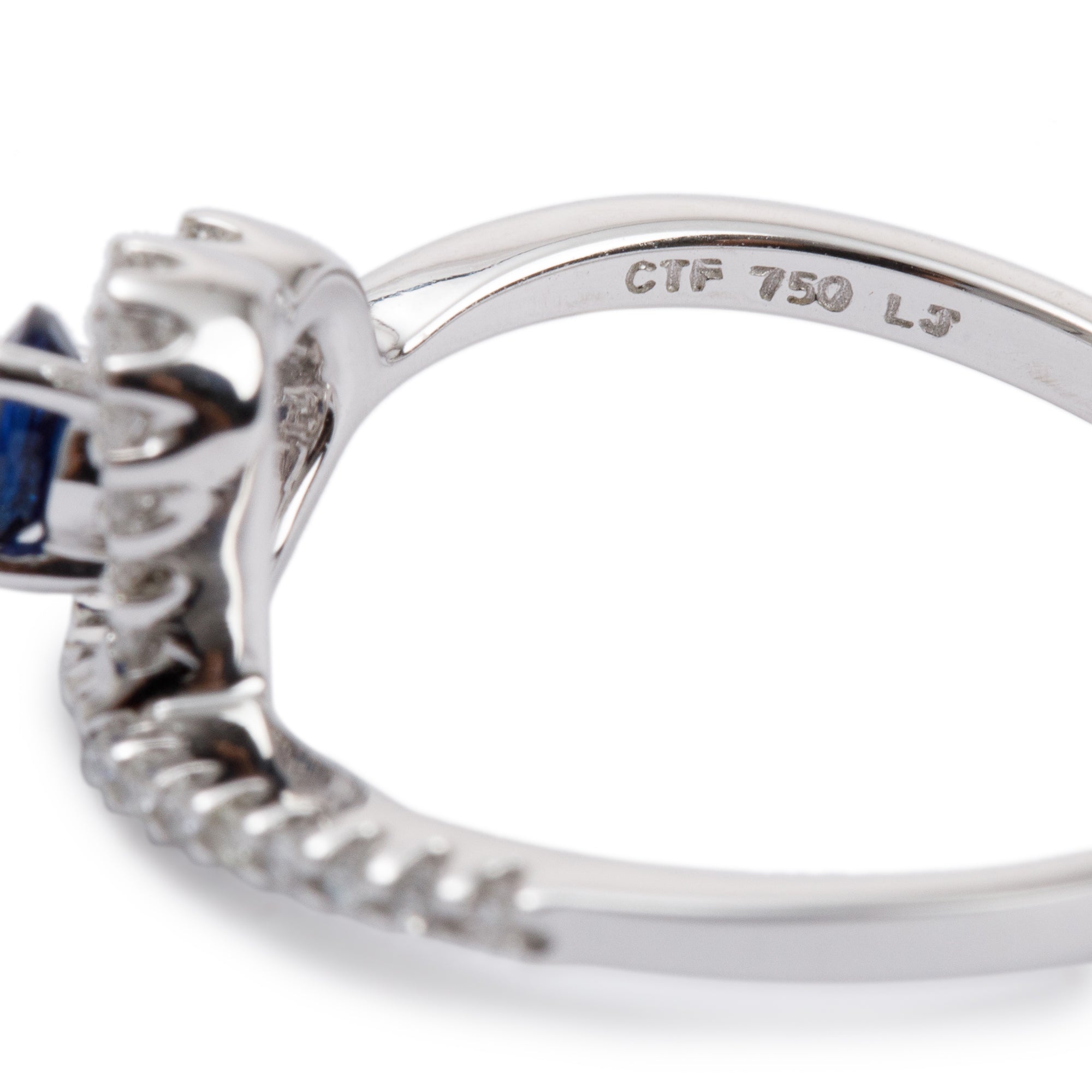 18k White Gold Sapphire & Diamond Ring, Size 6
