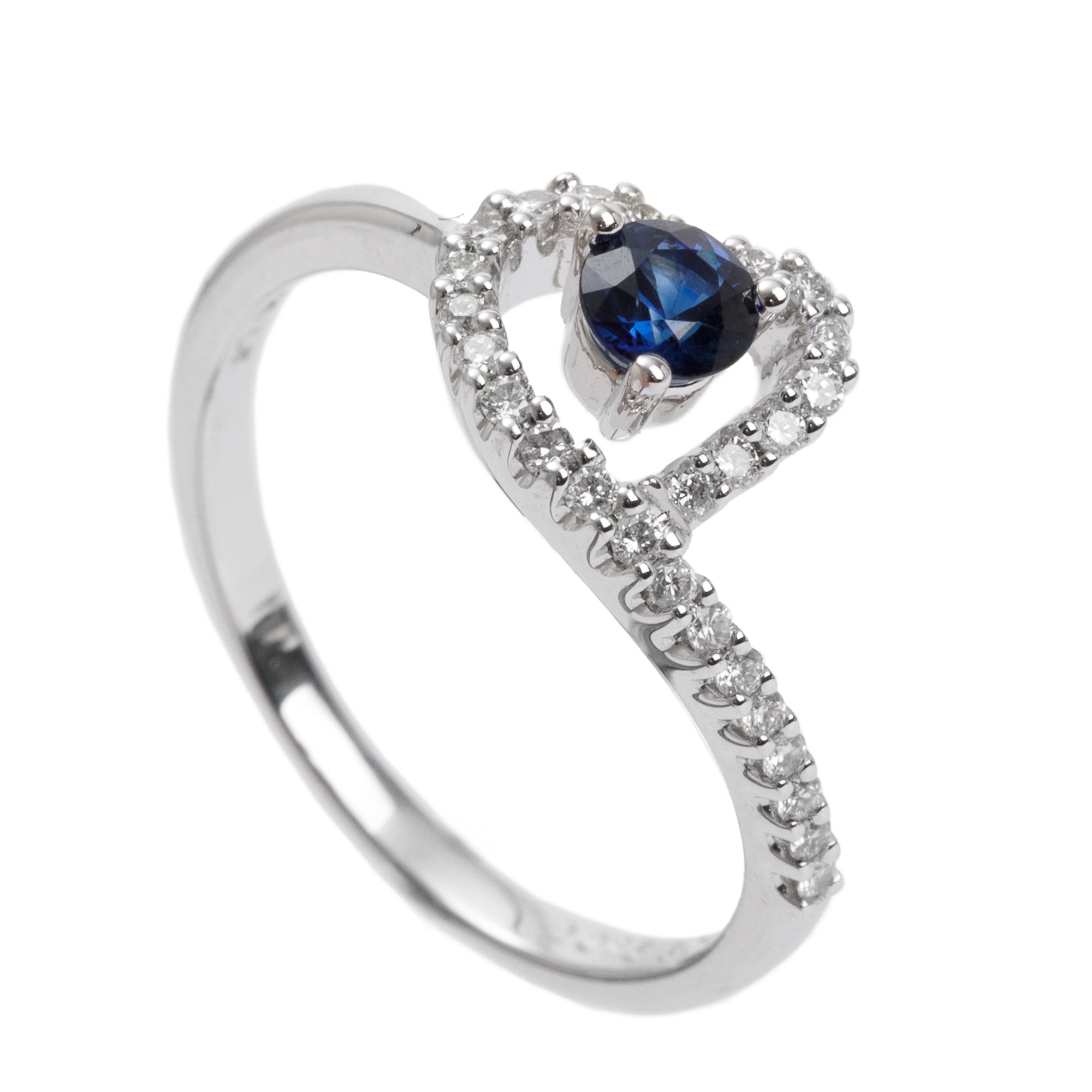 18k White Gold Sapphire & Diamond Ring, Size 6