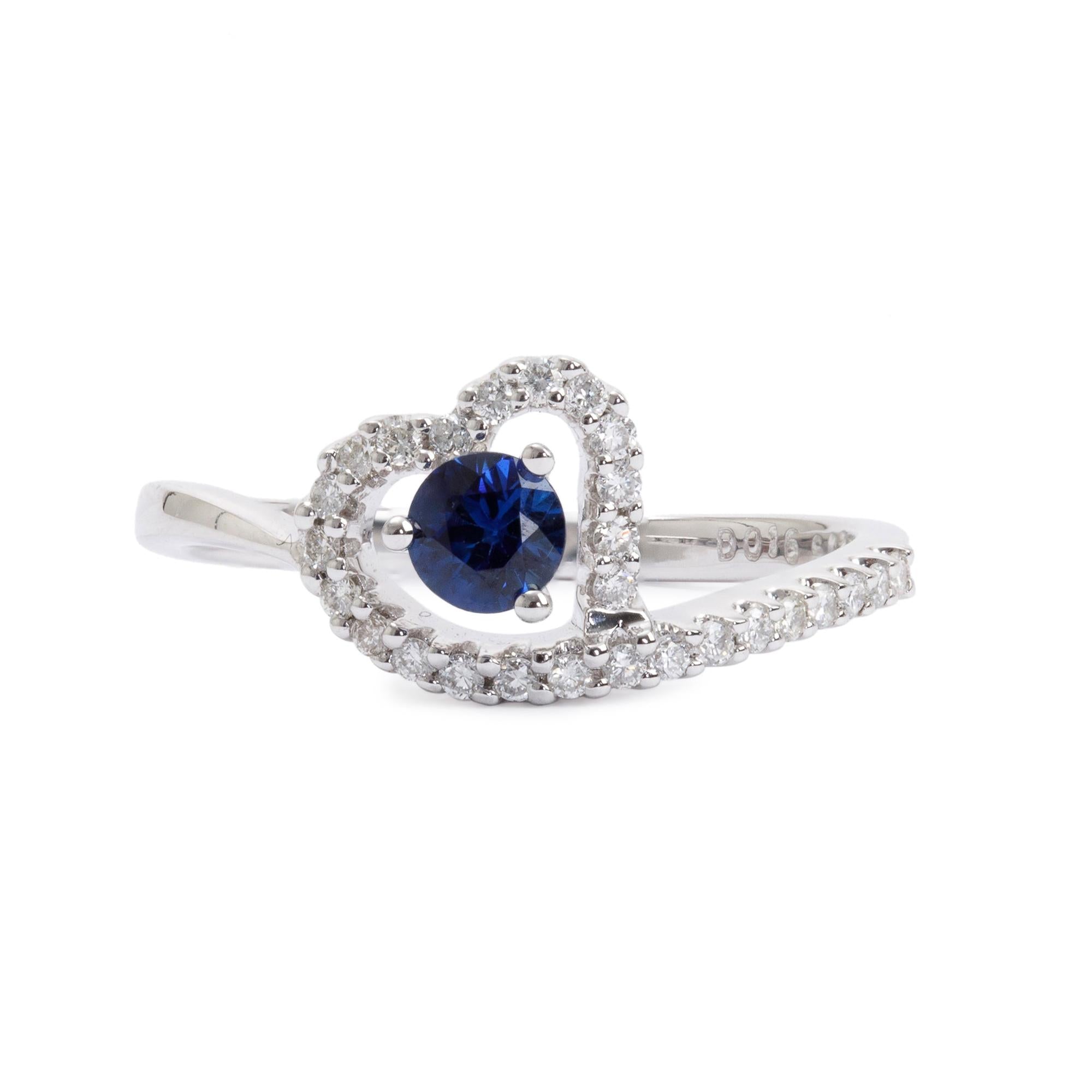 18k White Gold Sapphire & Diamond Ring, Size 6