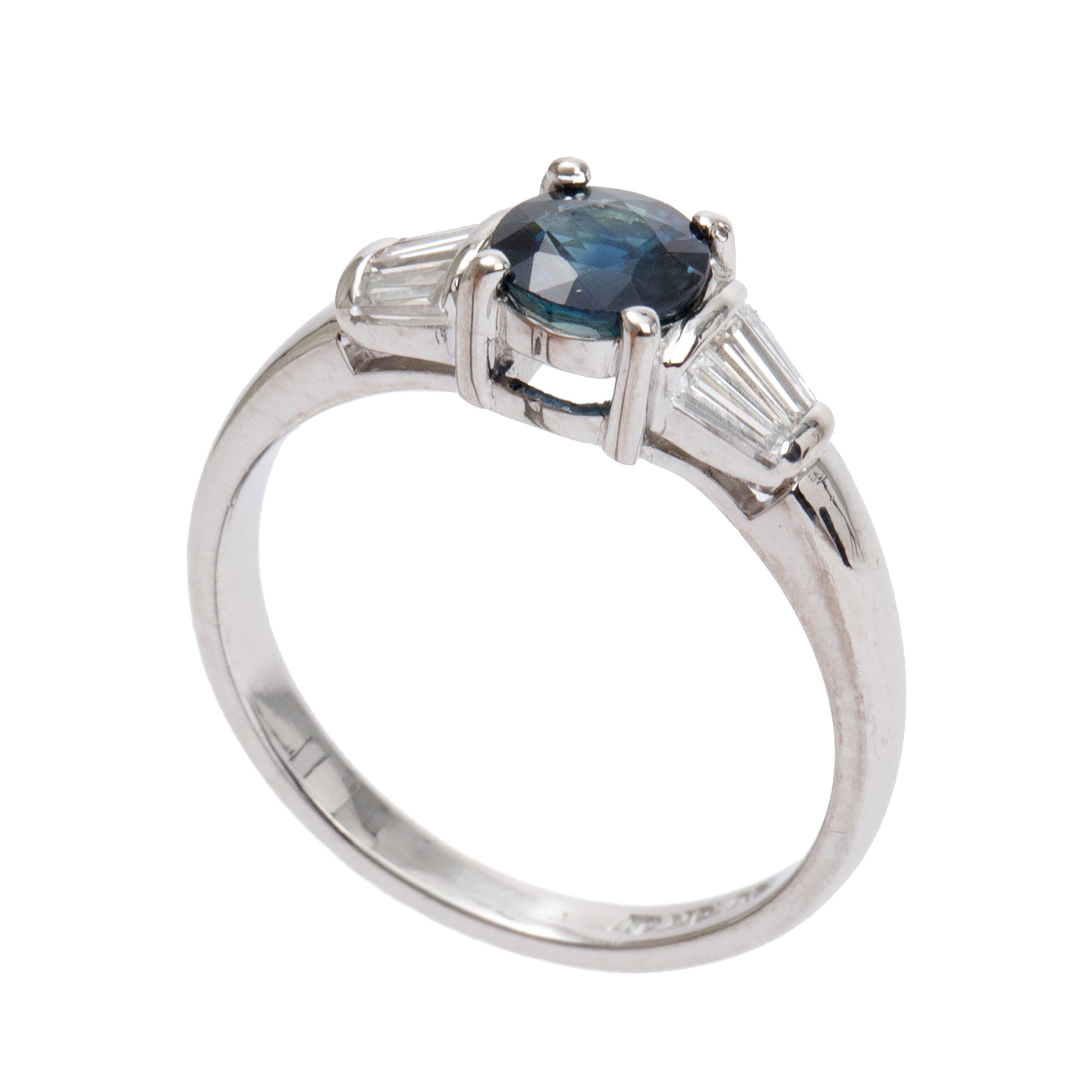 18k White Gold Sapphire & Diamond Ring, Size 6.5
