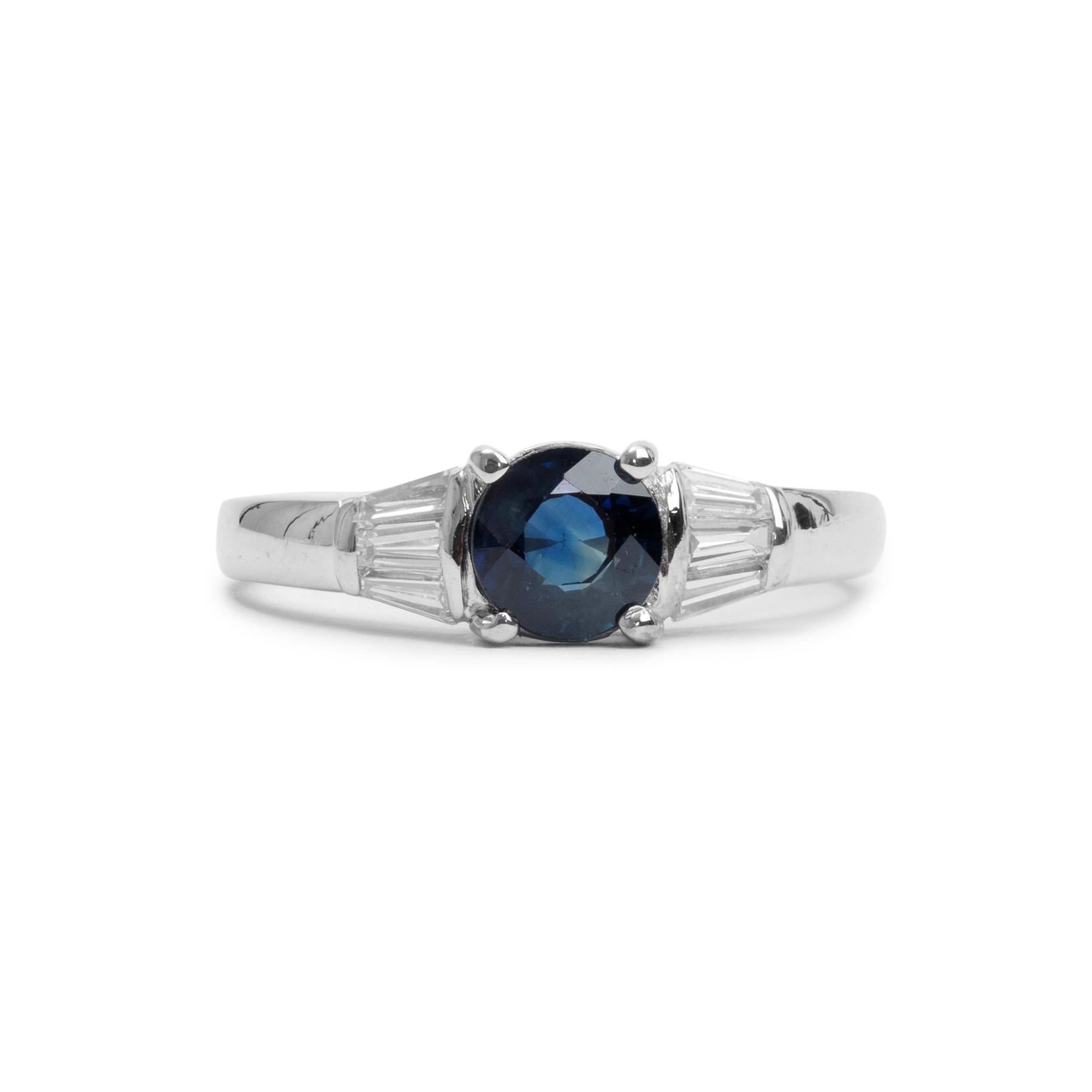 18k White Gold Sapphire & Diamond Ring, Size 6.5