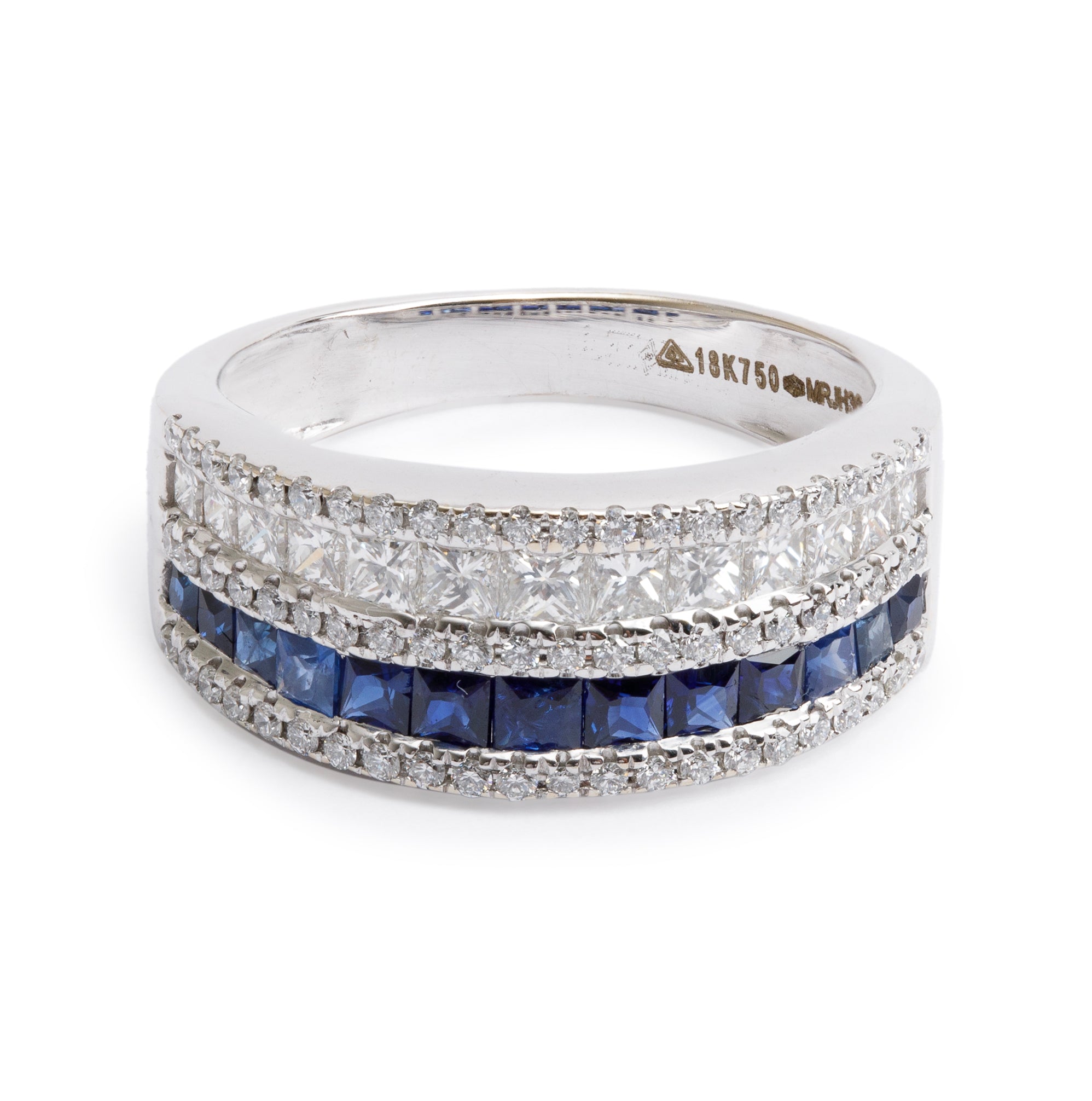 18k White Gold Sapphire & Diamond Ring, Size 7