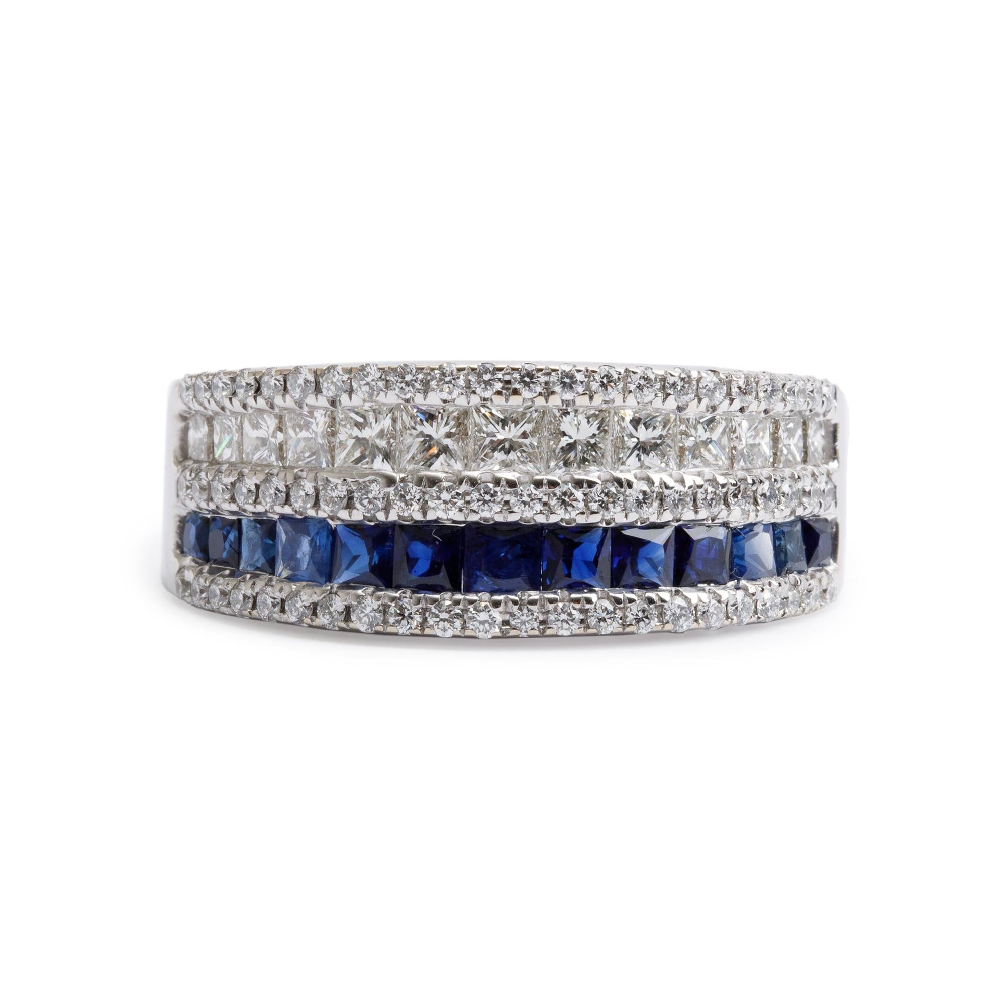 18k White Gold Sapphire & Diamond Ring, Size 7