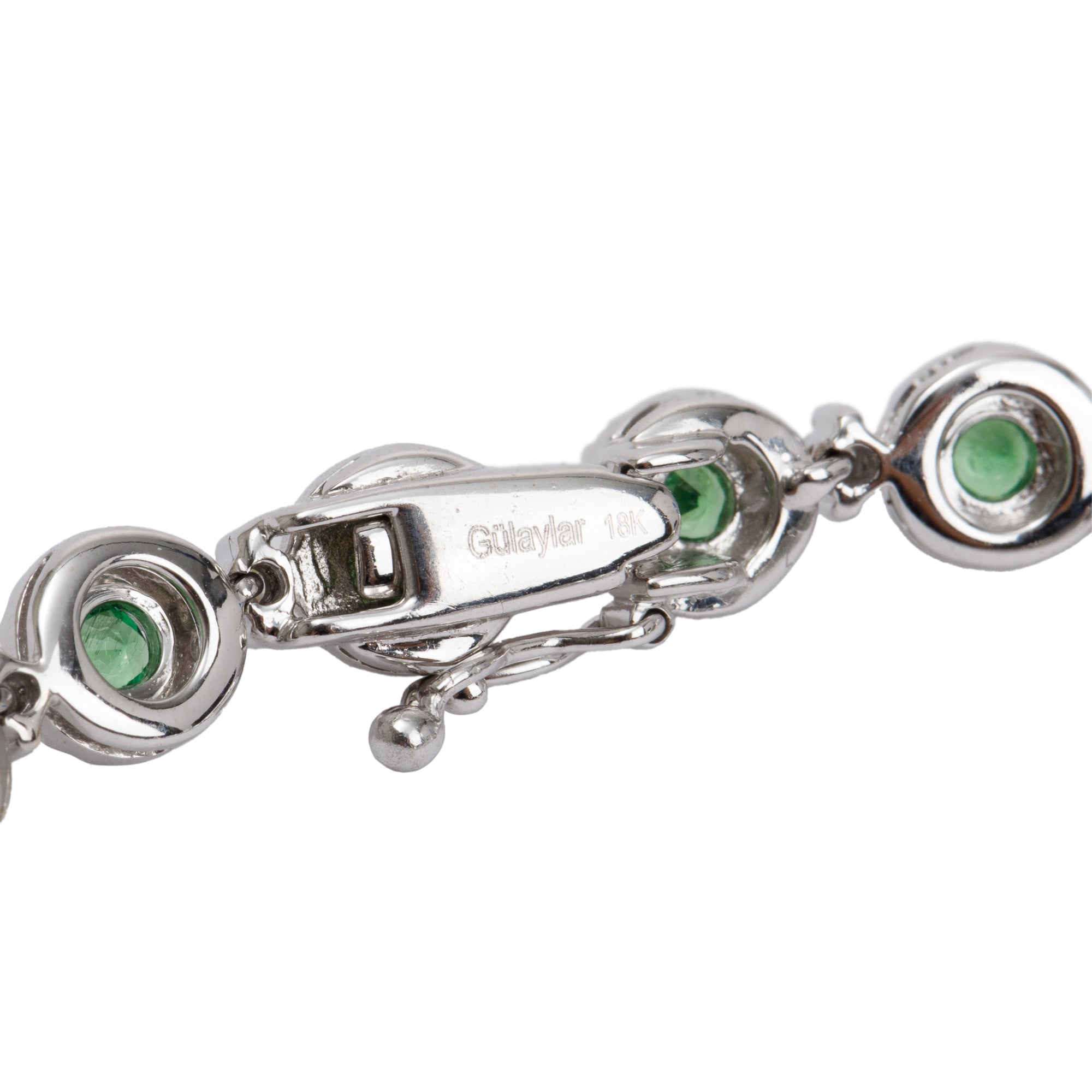 18k White Gold Tsavorite & Diamond Link Bracelet