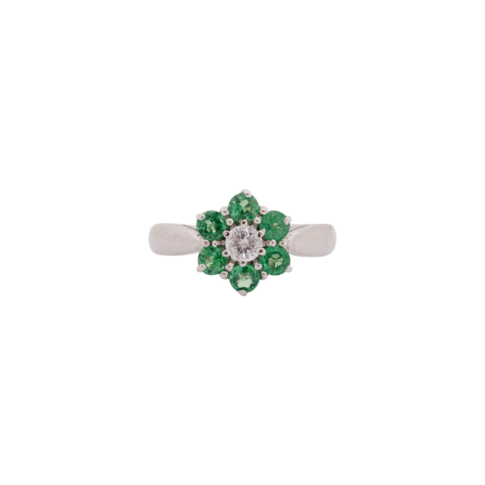 18k White Gold Tsavorite & Diamond Ring