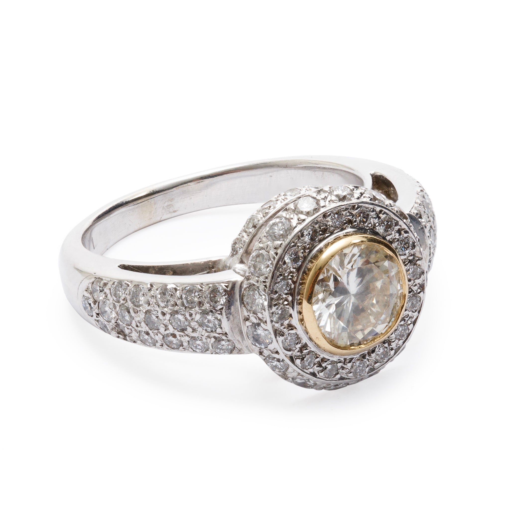 18k White and Yellow Gold 1.10 ct. Diamond Engagement Ring