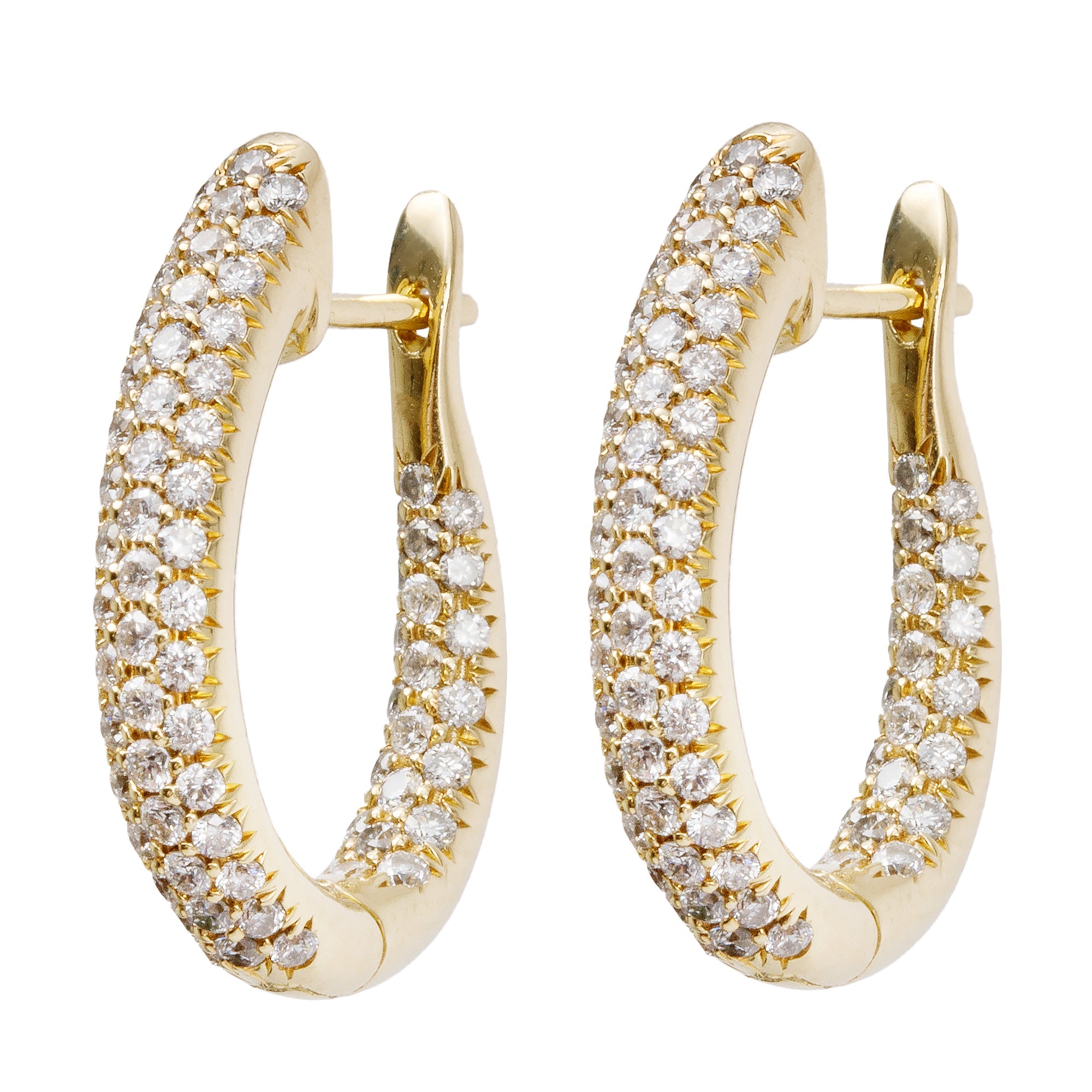 18k Yellow Gold 1.26 tcw. Pave Diamond Huggie Earrings