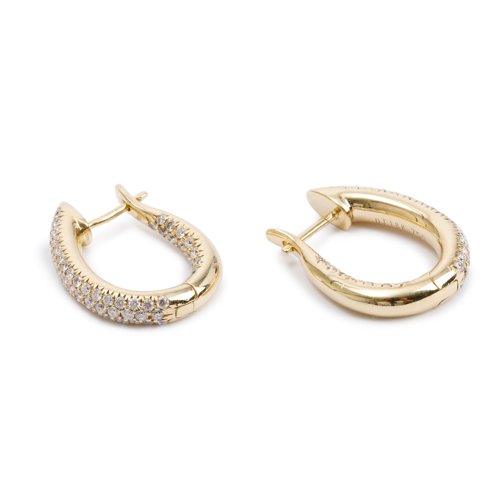 18k Yellow Gold 1.26 tcw. Pave Diamond Huggie Earrings