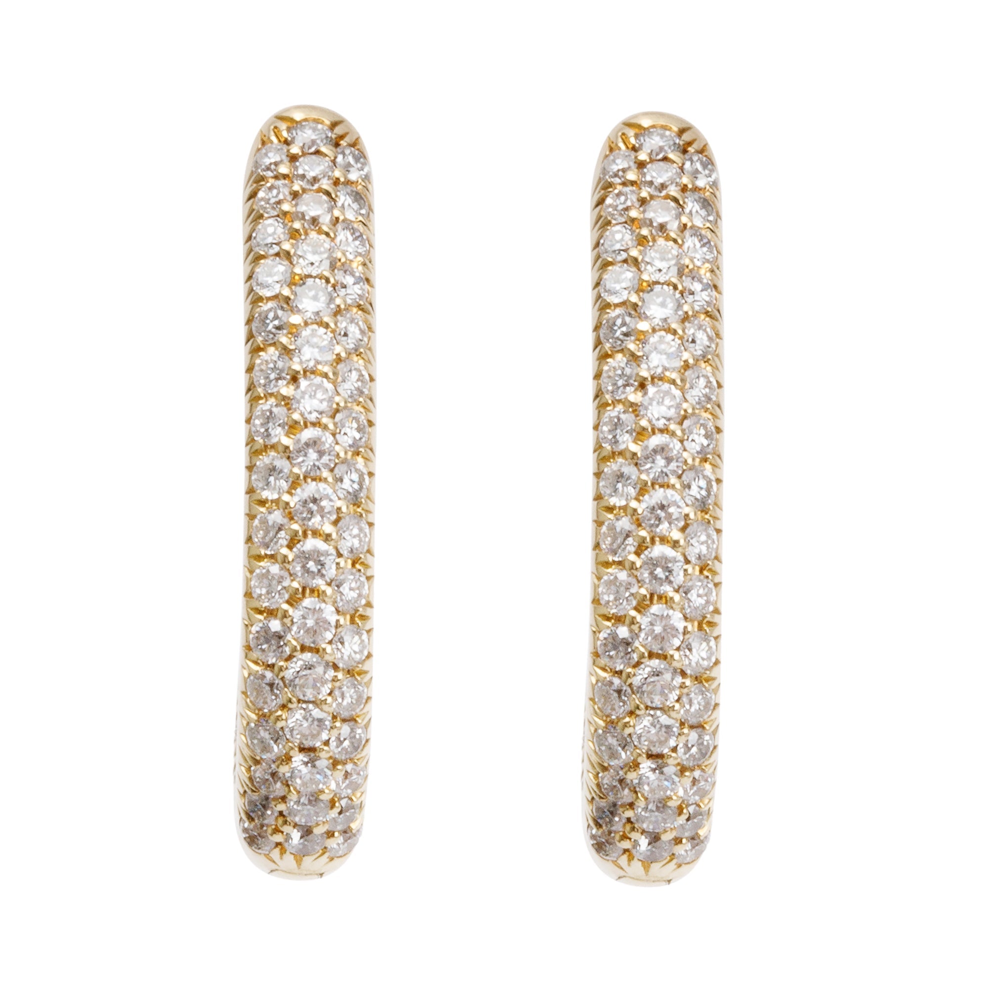 18k Yellow Gold 1.26 tcw. Pave Diamond Huggie Earrings