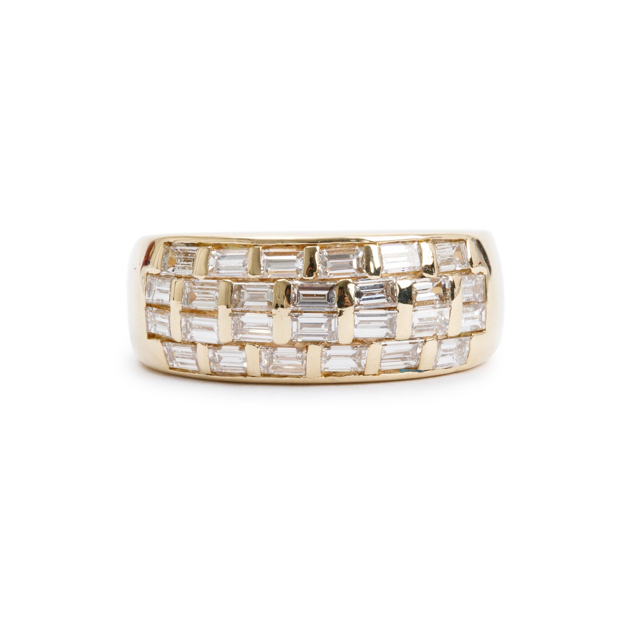 18k Yellow Gold Baguette Diamond Band Ring, Size 8.75