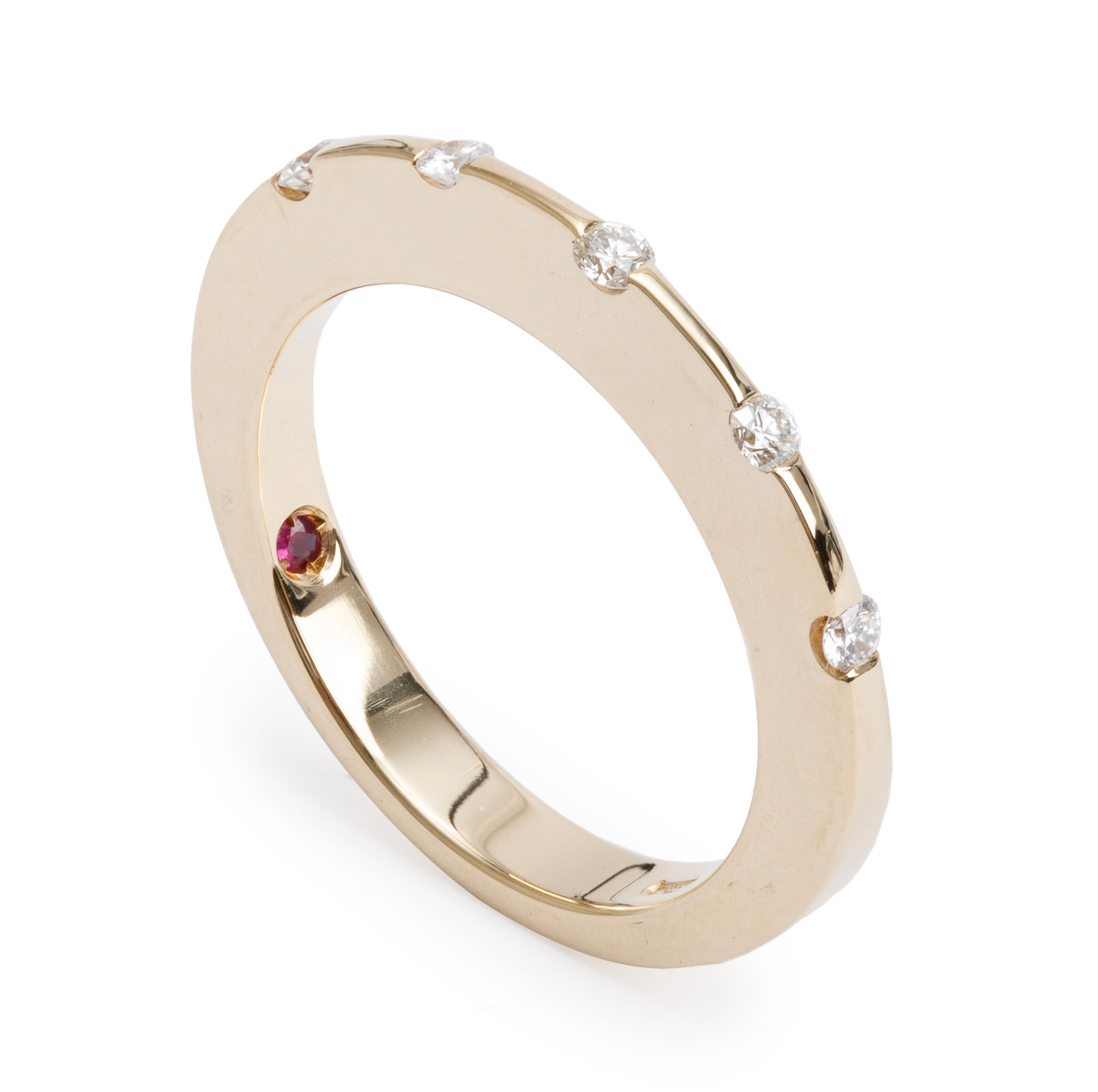 18k Yellow Gold Diamond Band Ring, Size 6.25