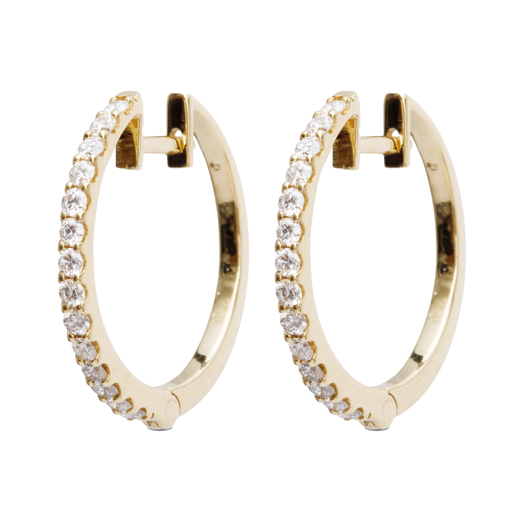 18k Yellow Gold Diamond Hoop Earrings