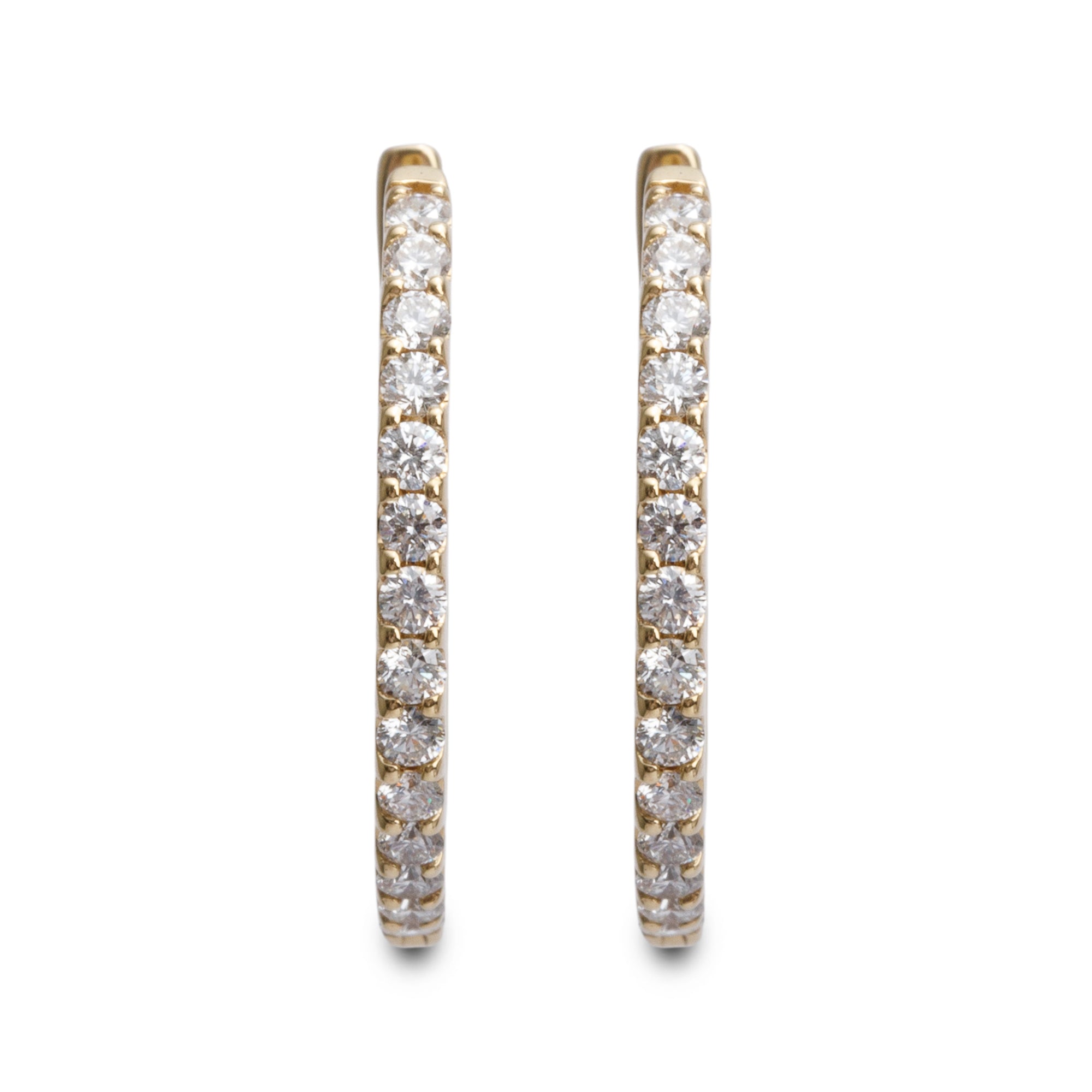 18k Yellow Gold Diamond Hoop Earrings