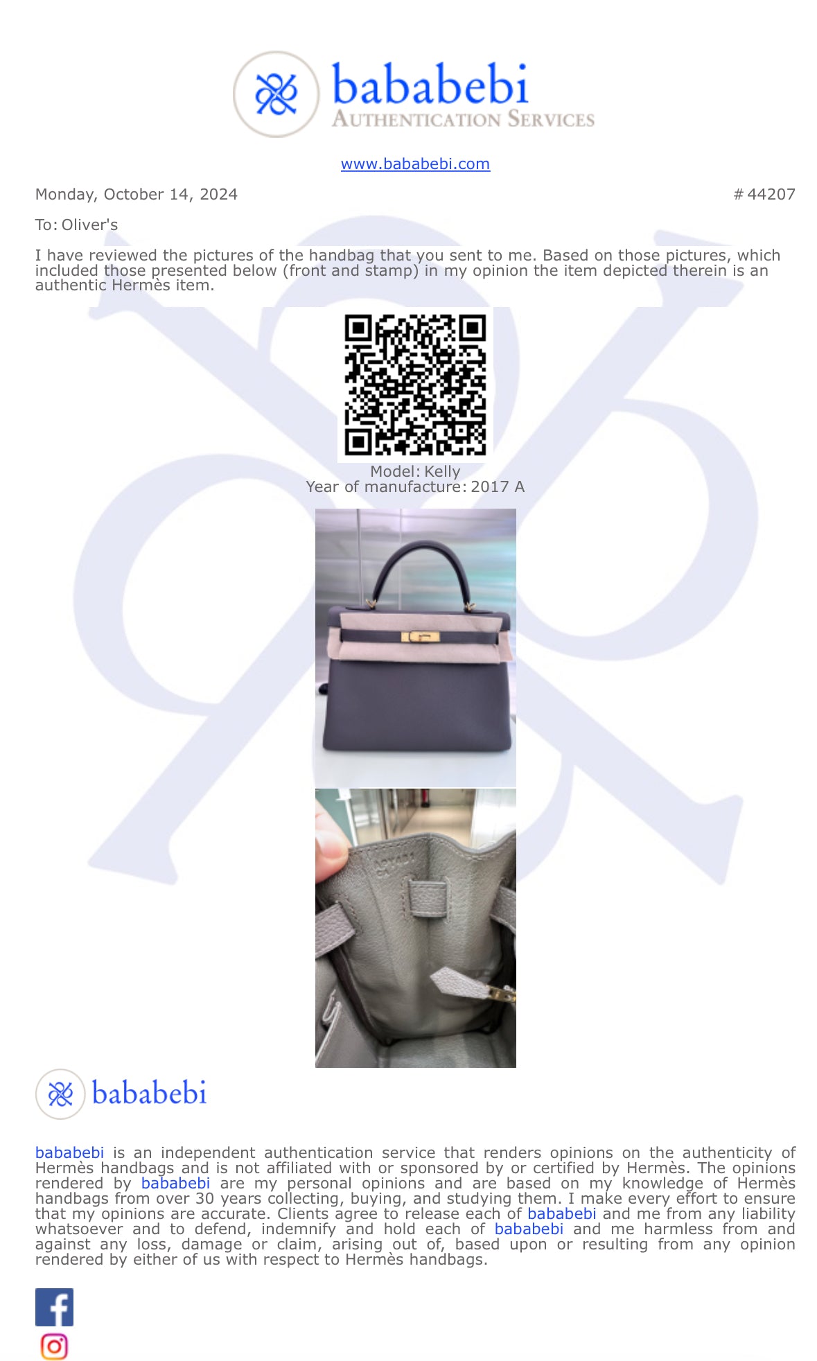 Hermes Etain Veau Togo Kelly II 32 Retourne w/ Strap, Box & Receipt
