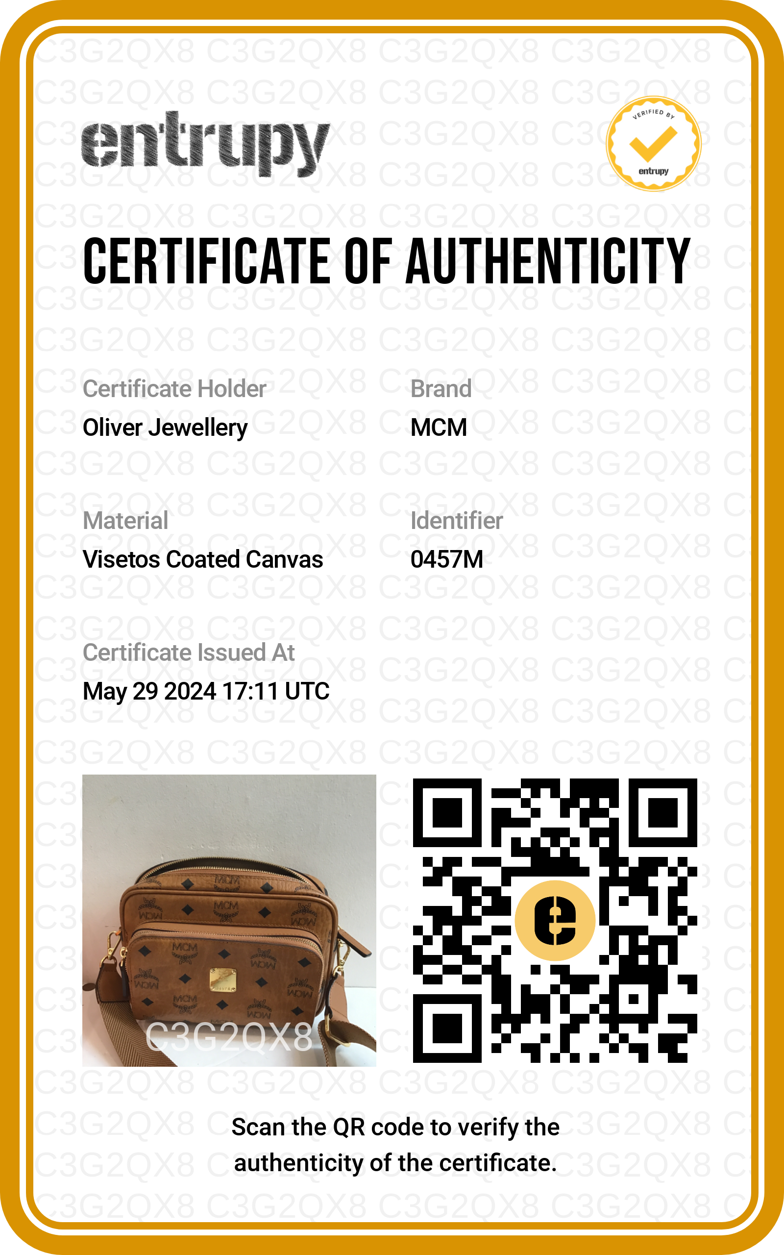 MCM Cognac Visetos Coated Canvas Aren Messenger Bag