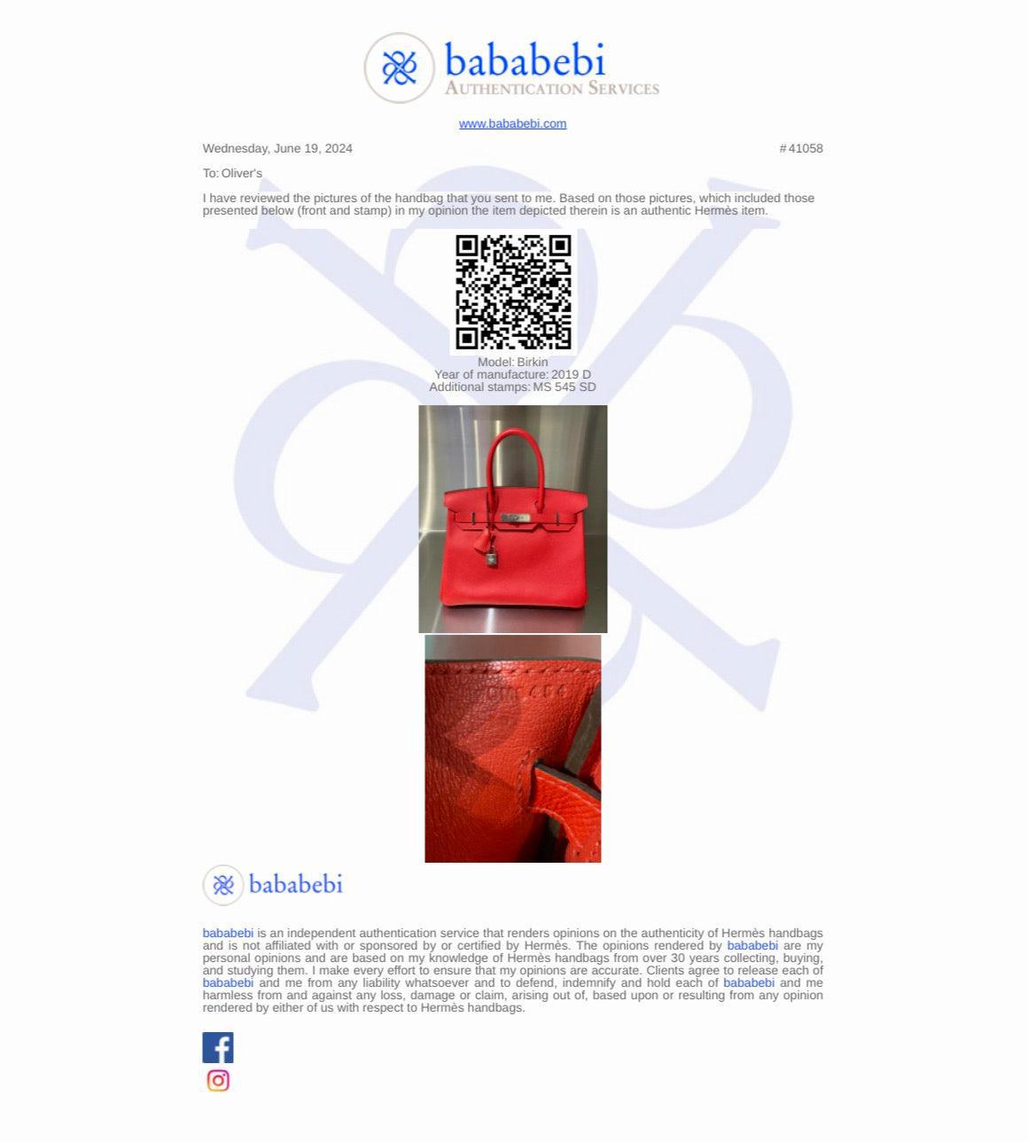 Hermes Rouge De Coeur Veau Epsom Birkin 30 w/ Box