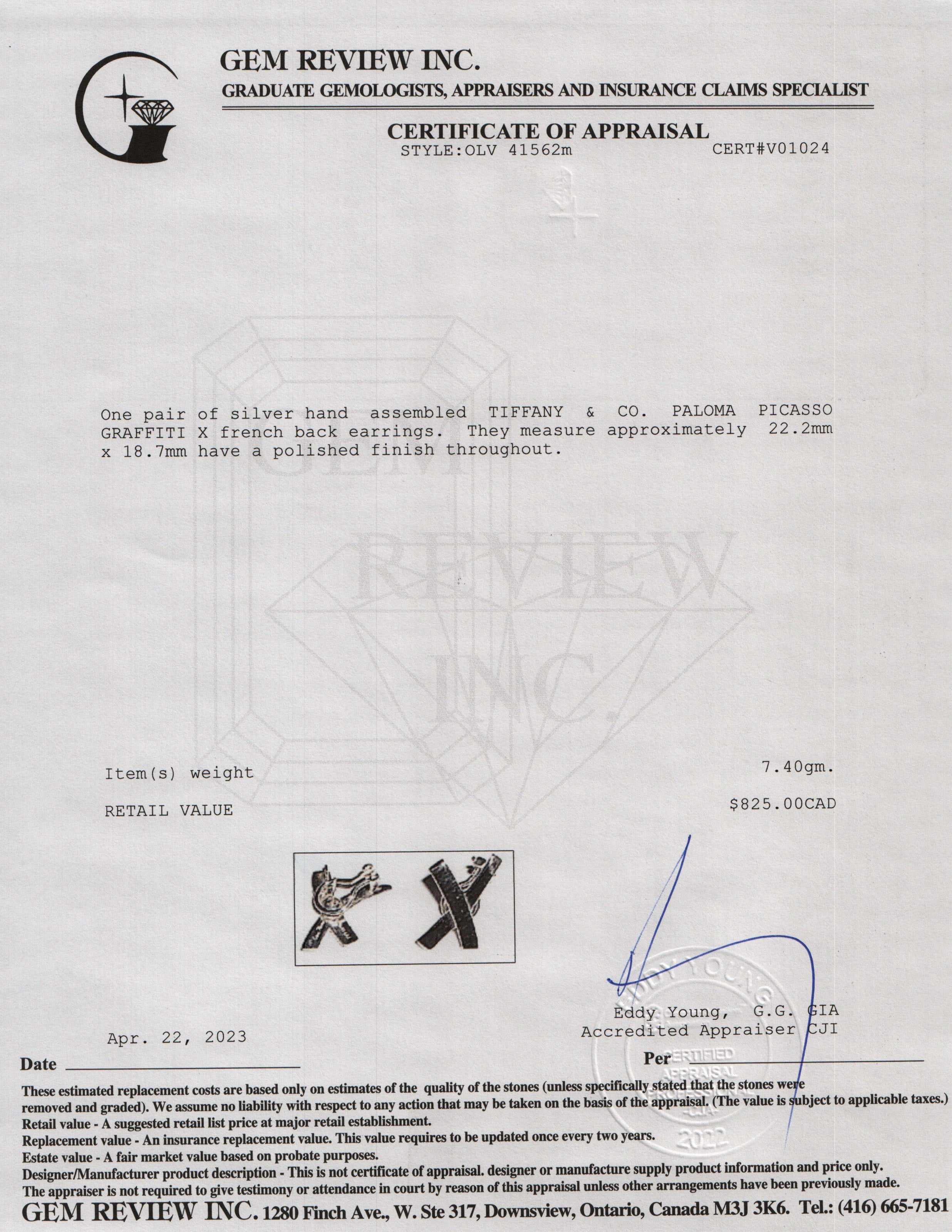 Tiffany & Co. Paloma Picasso Vintage Large Graffiti X Earrings