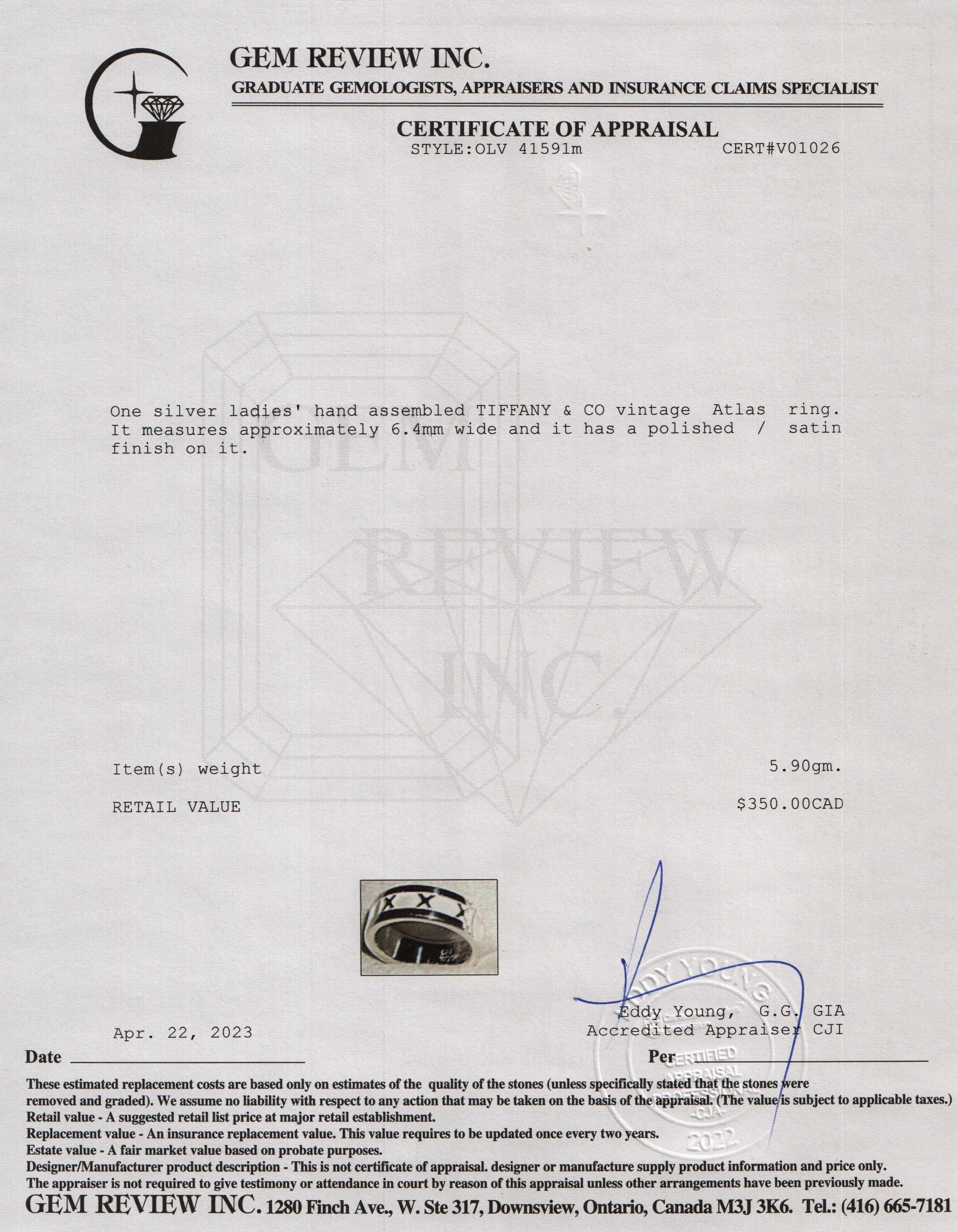 Tiffany & Co. Vintage Atlas Band Ring