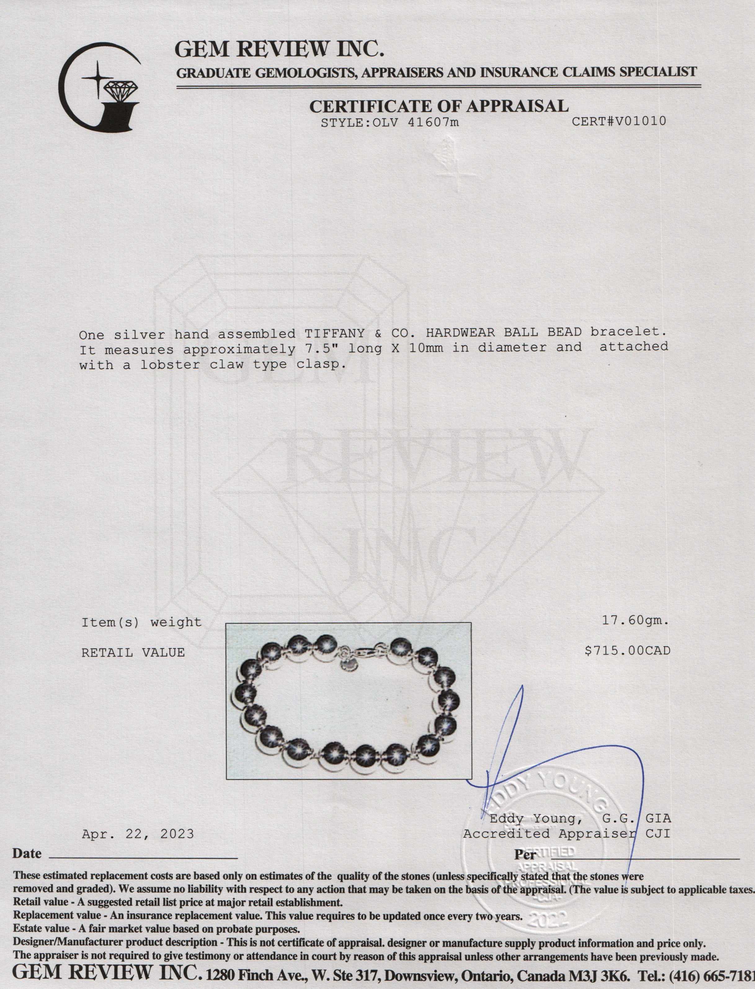 Tiffany & Co. Sterling Silver 10 mm HardWear Ball Bracelet