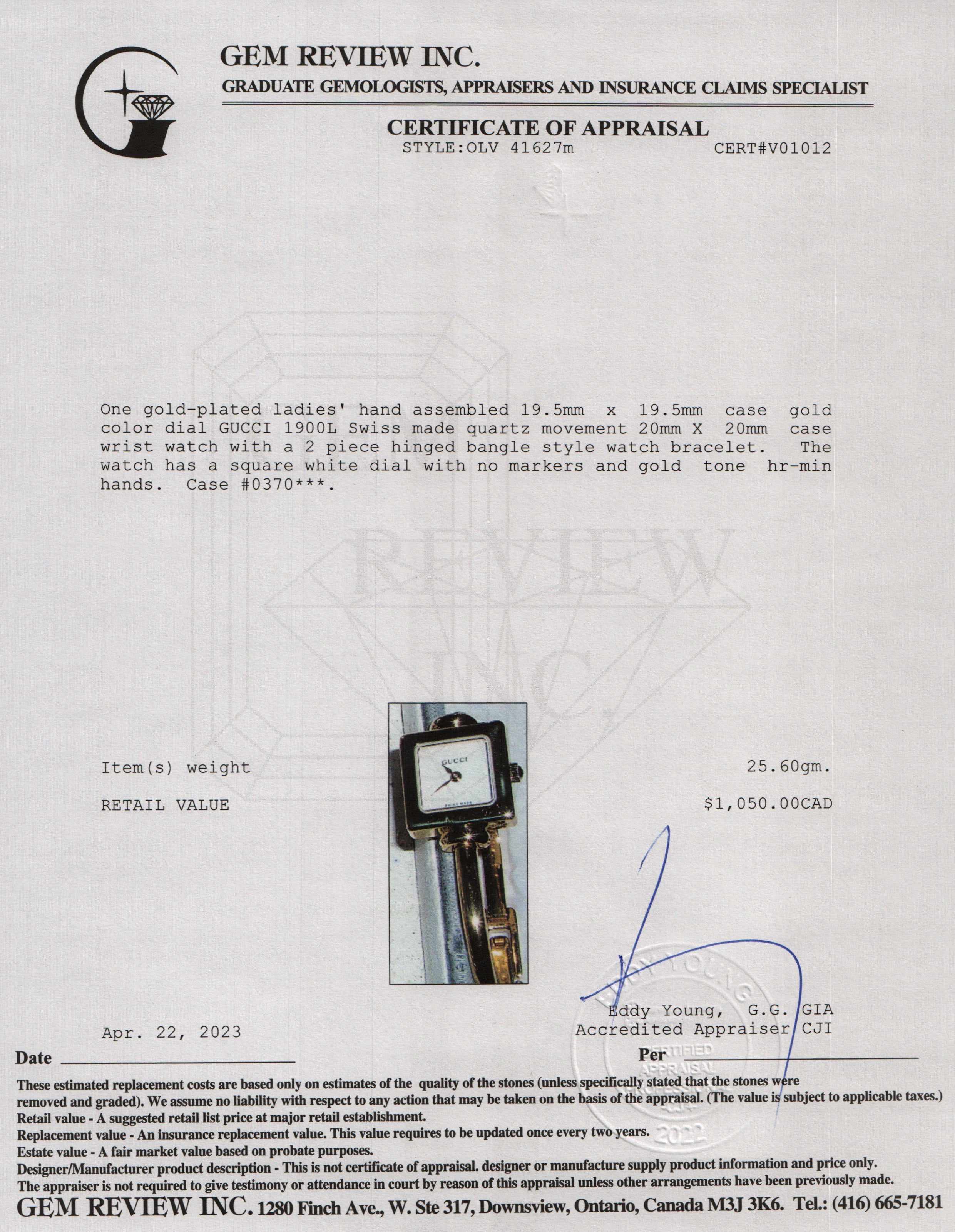 Gucci 1900 Series Watch w/ Box