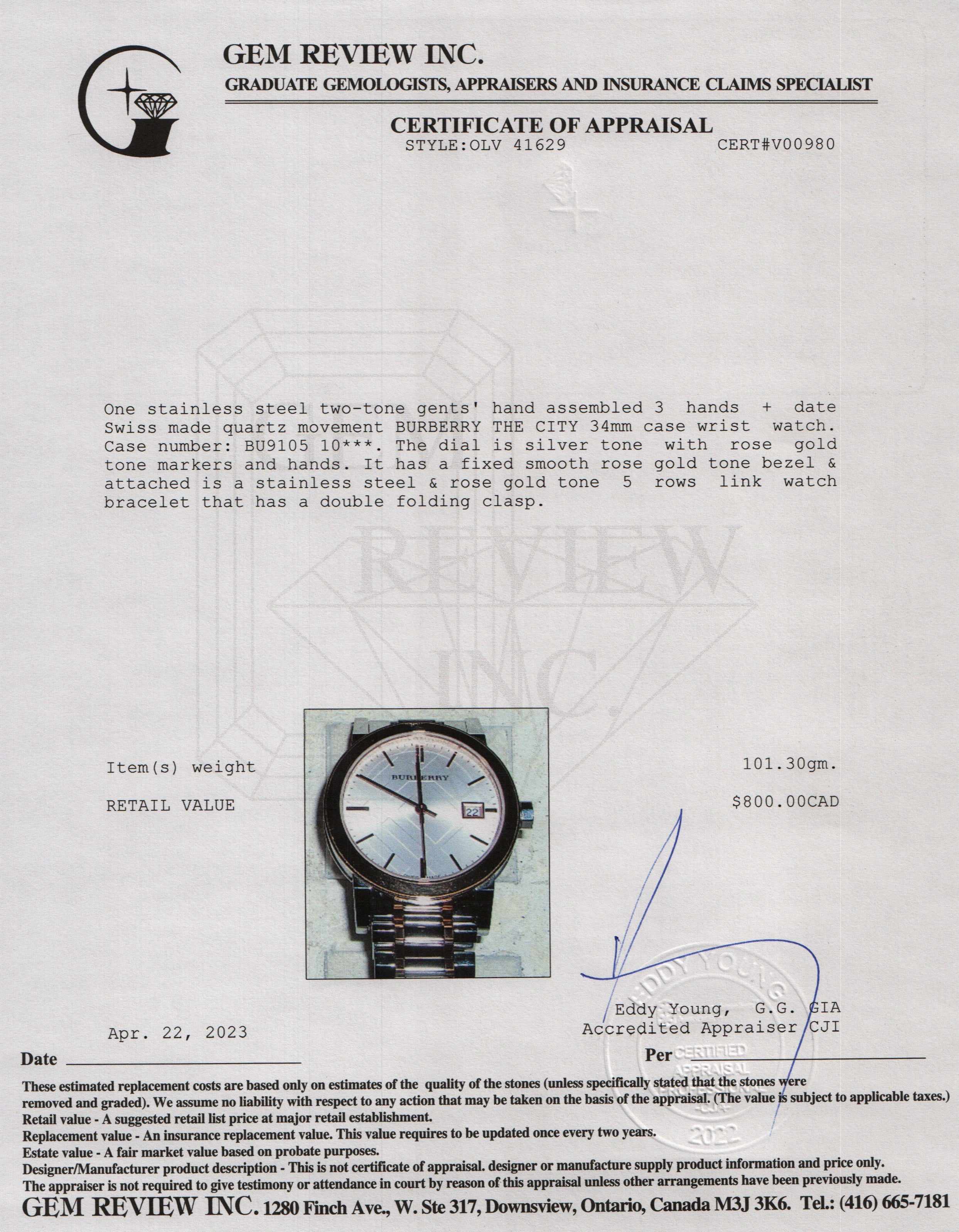 Burberry Two-Tone The City Watch w/ Box