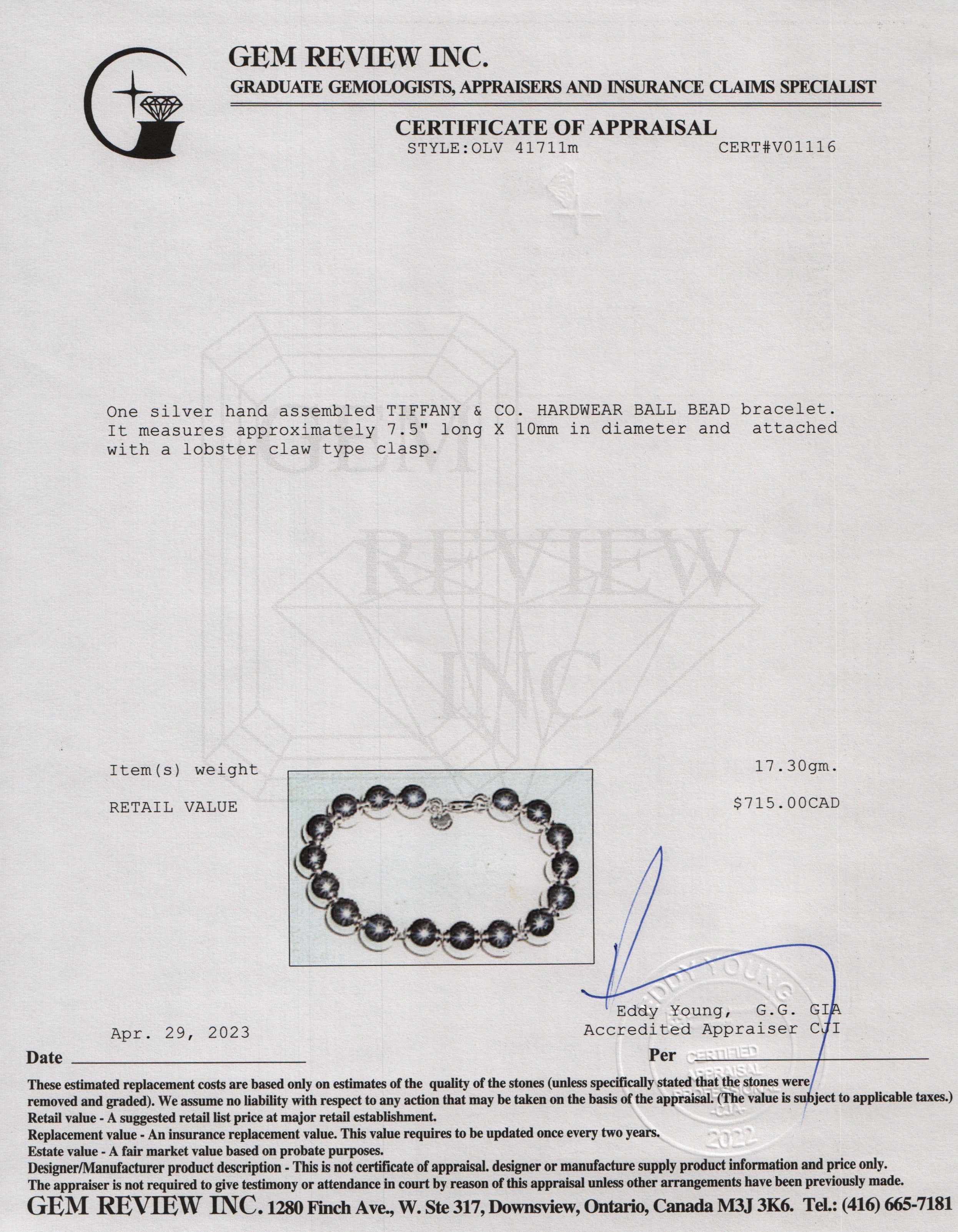 Tiffany & Co. Sterling Silver 10 mm HardWear Ball Bracelet