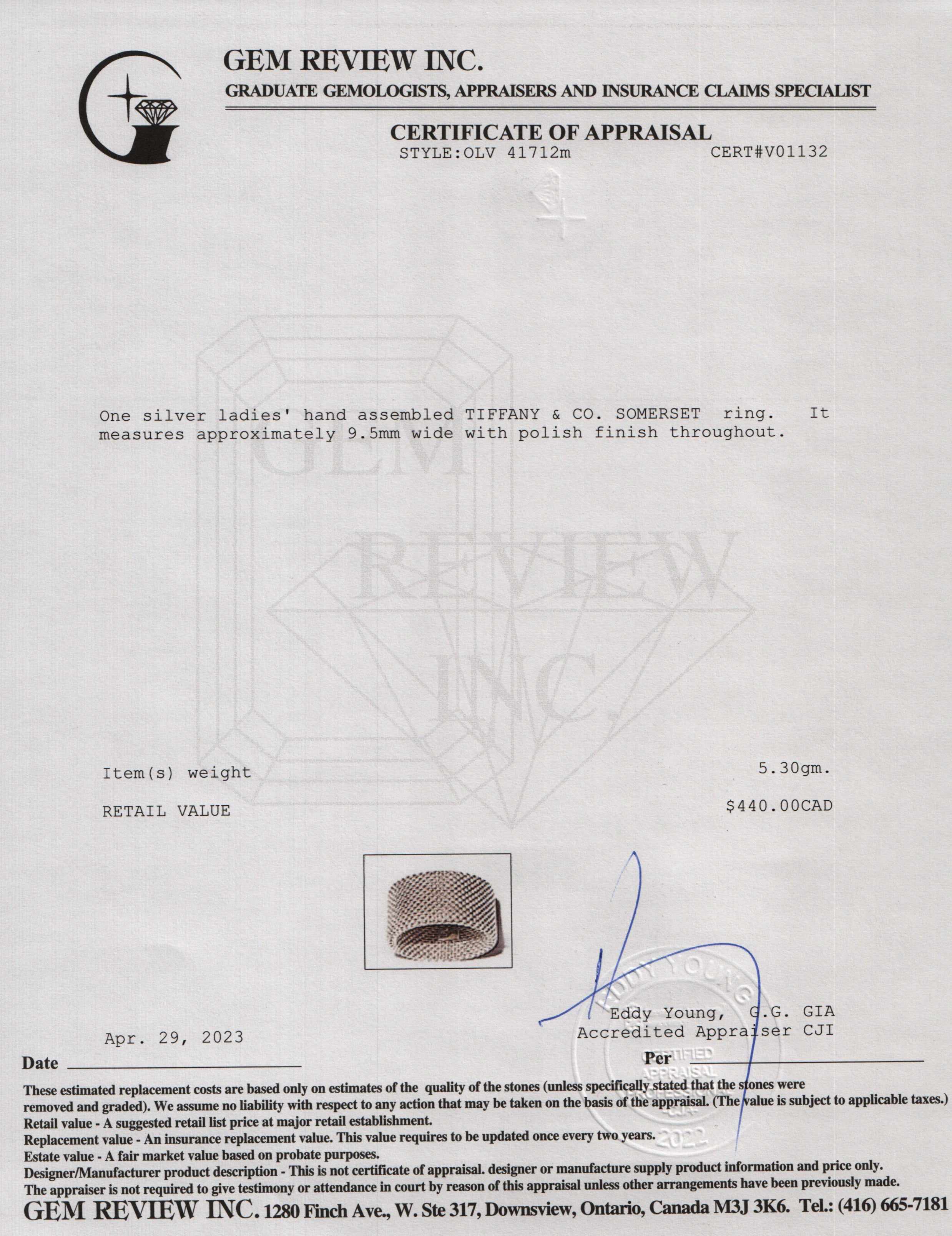 Tiffany & Co. Sterling Silver Somerset Mesh Band Ring