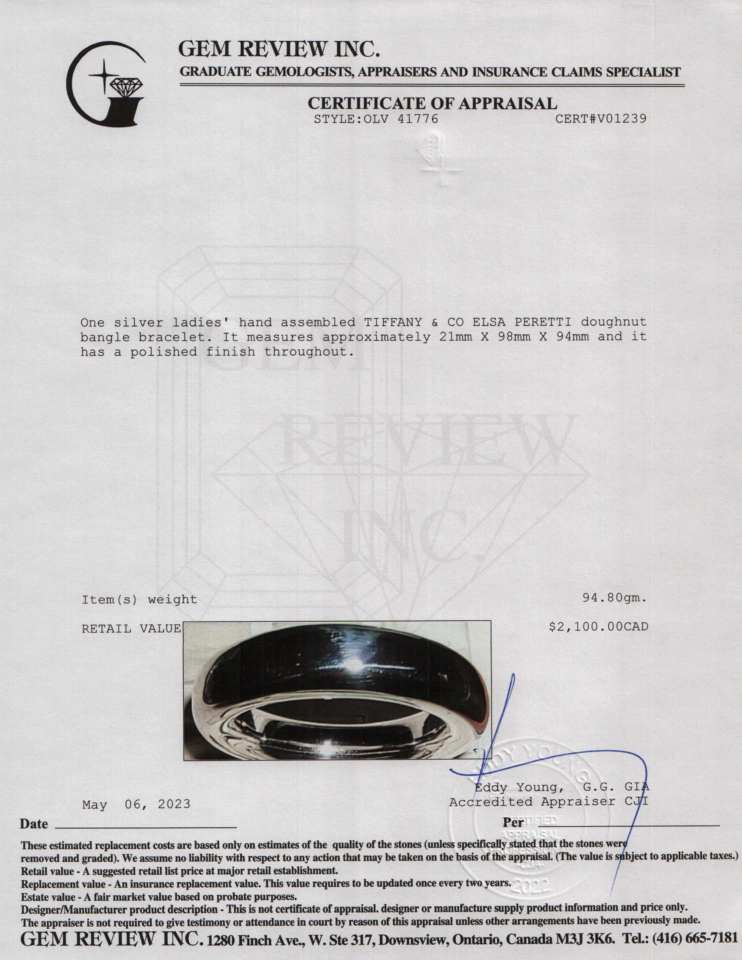 Tiffany & Co. Elsa Peretti Doughnut Bangle w/ Box