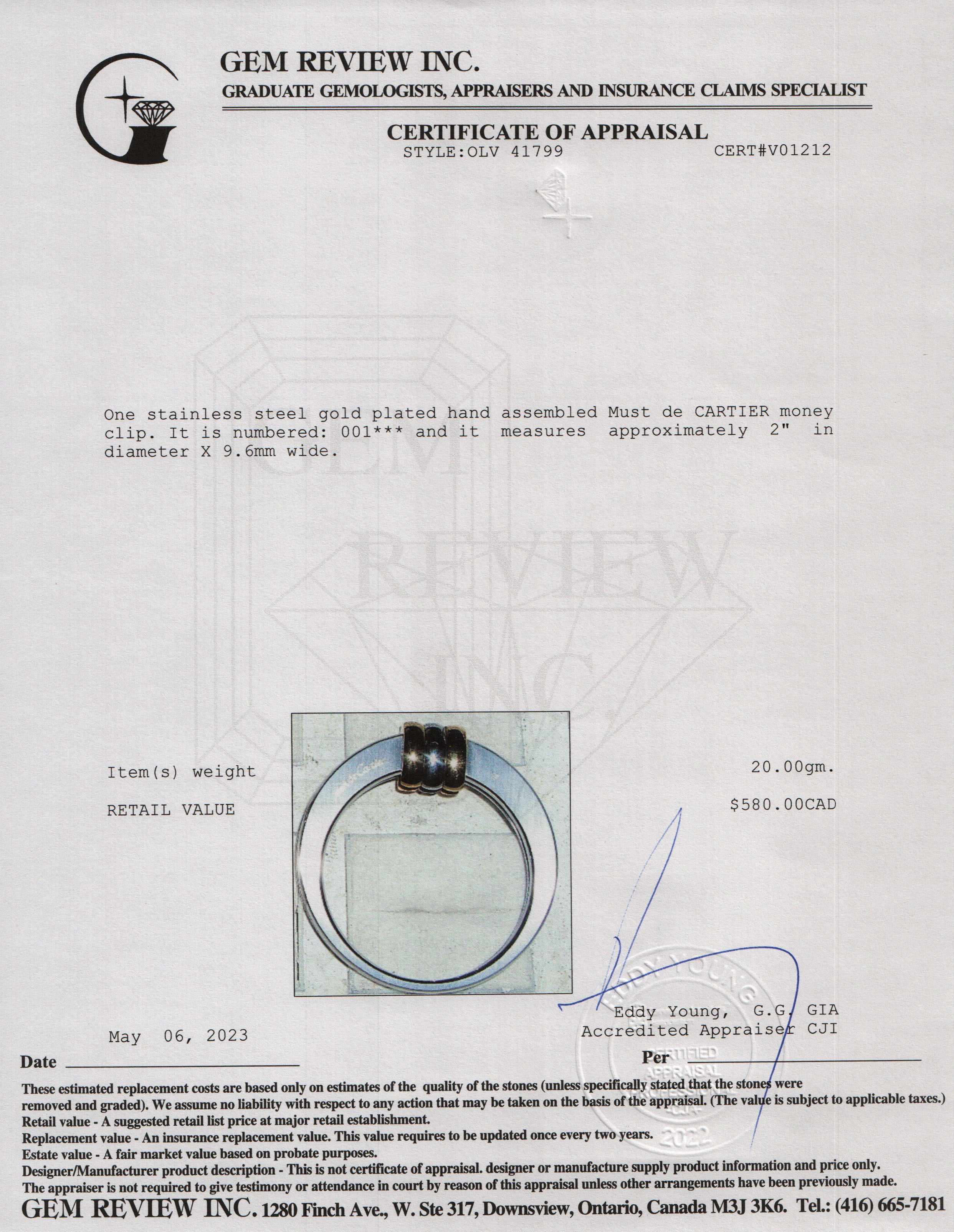 Cartier Louis Cartier Vendome Money Clip w/ Box