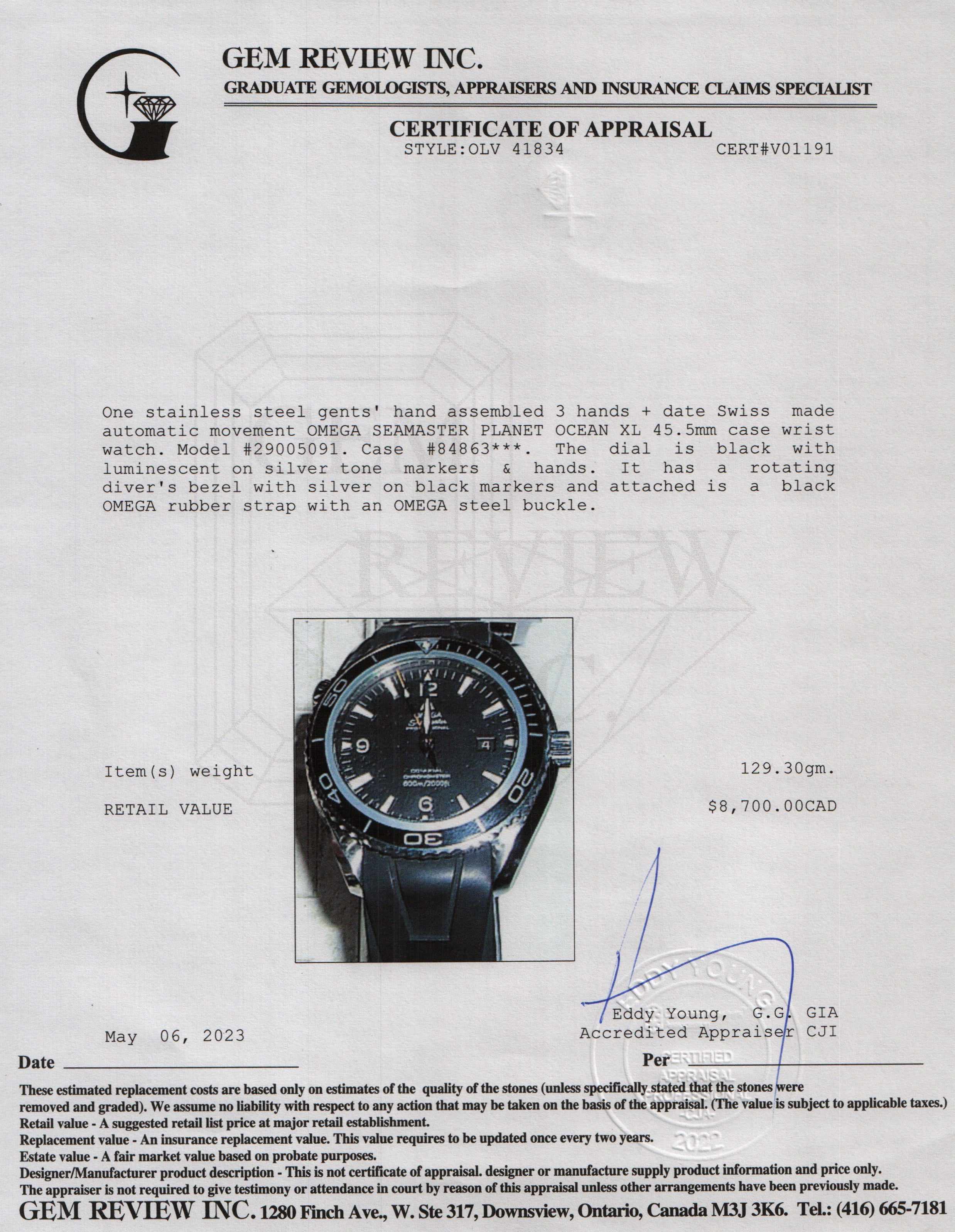 Omega Seamaster Planet Ocean James Bond Casino Royale XL Automatic Watch w/ Box & Papers