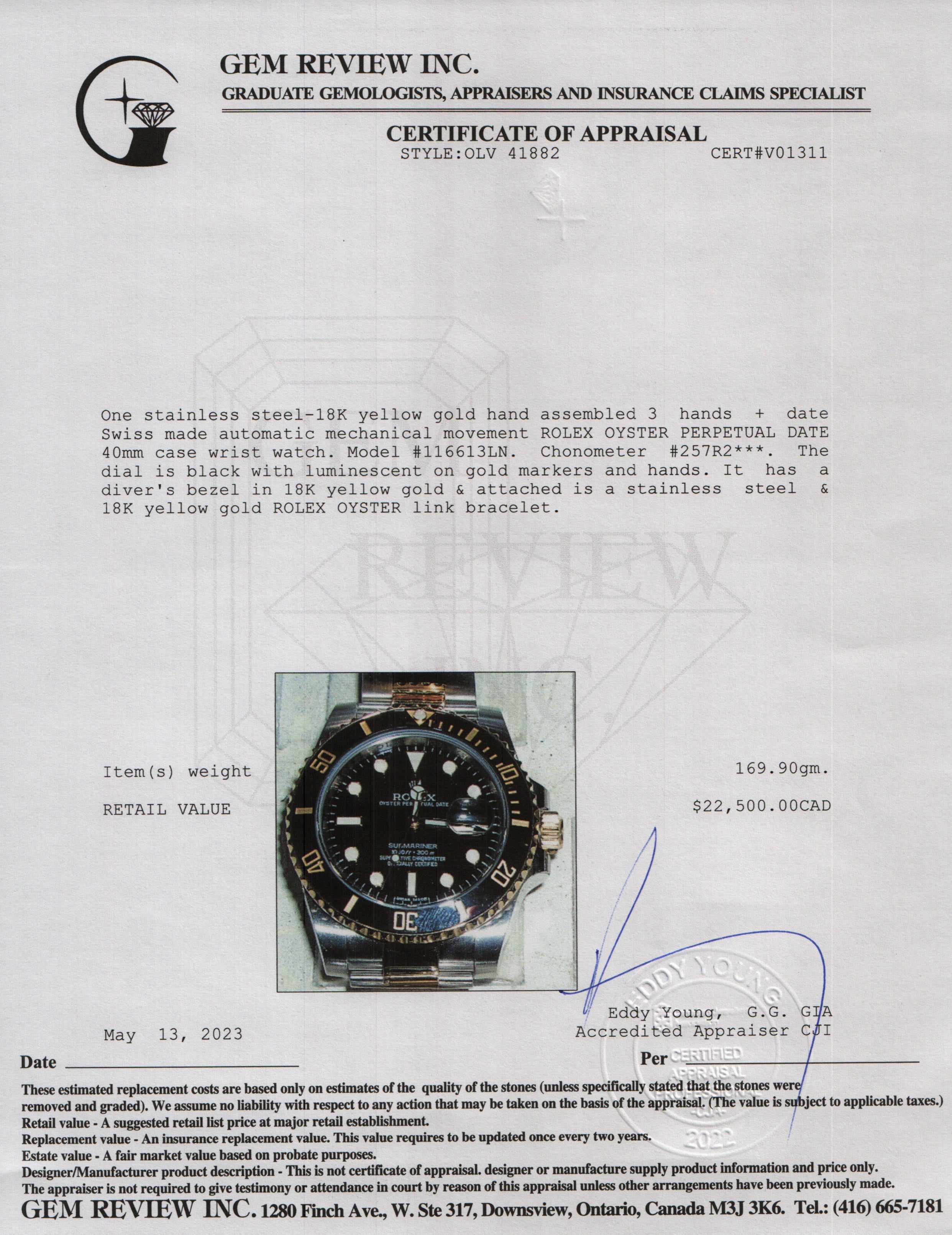 Rolex Two-Tone Submariner Date Watch w/ Box & Papers