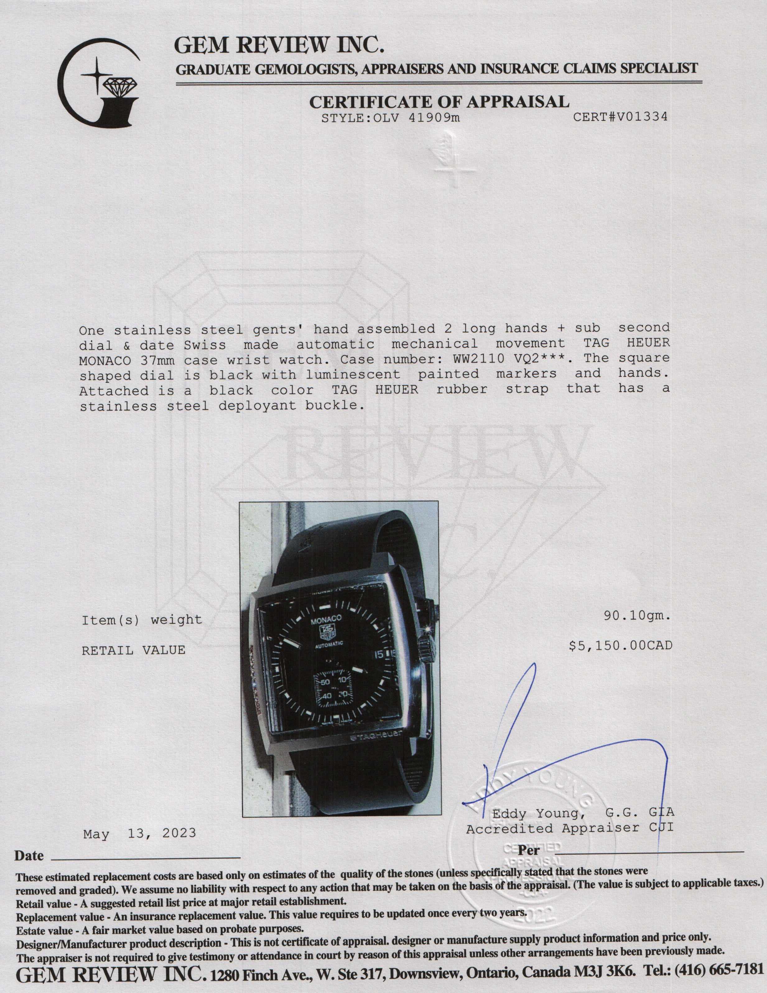 Tag Heuer Monaco Automatic Watch w/ Box