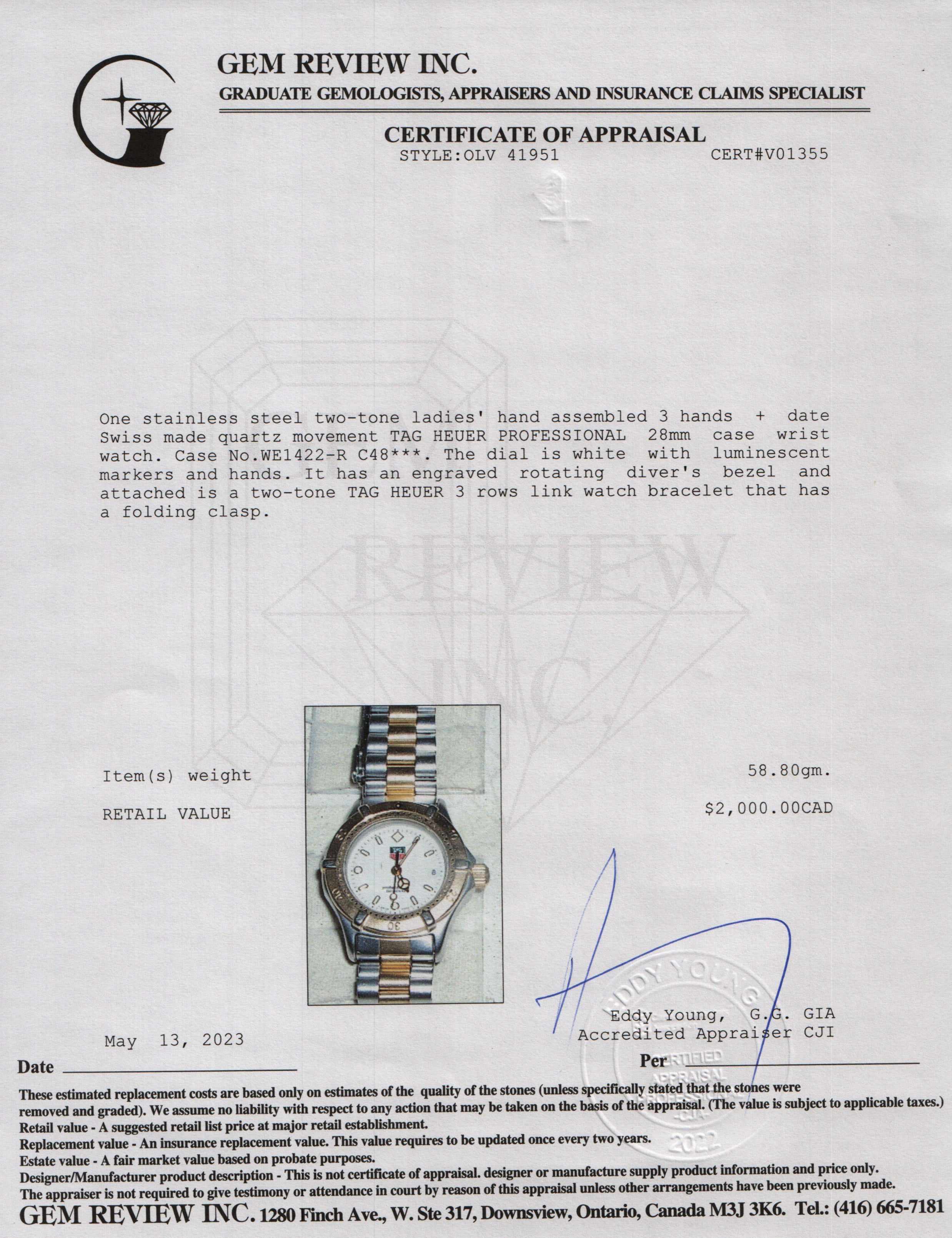 Tag Heuer Two-Tone Professional 28 MM Quartz Watch w/ Box & Papers