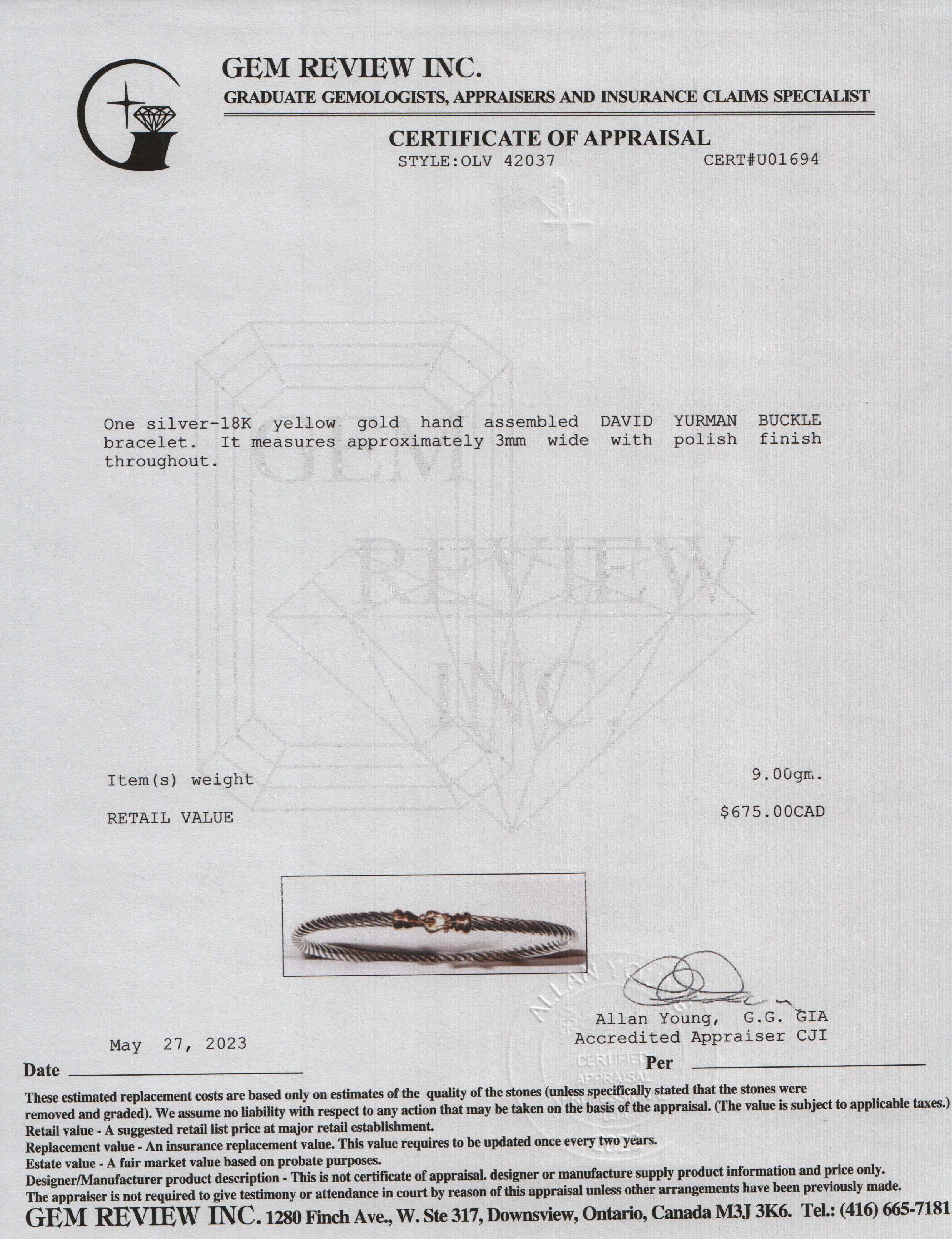 David Yurman Two-Tone Buckle Bracelet, 3MM