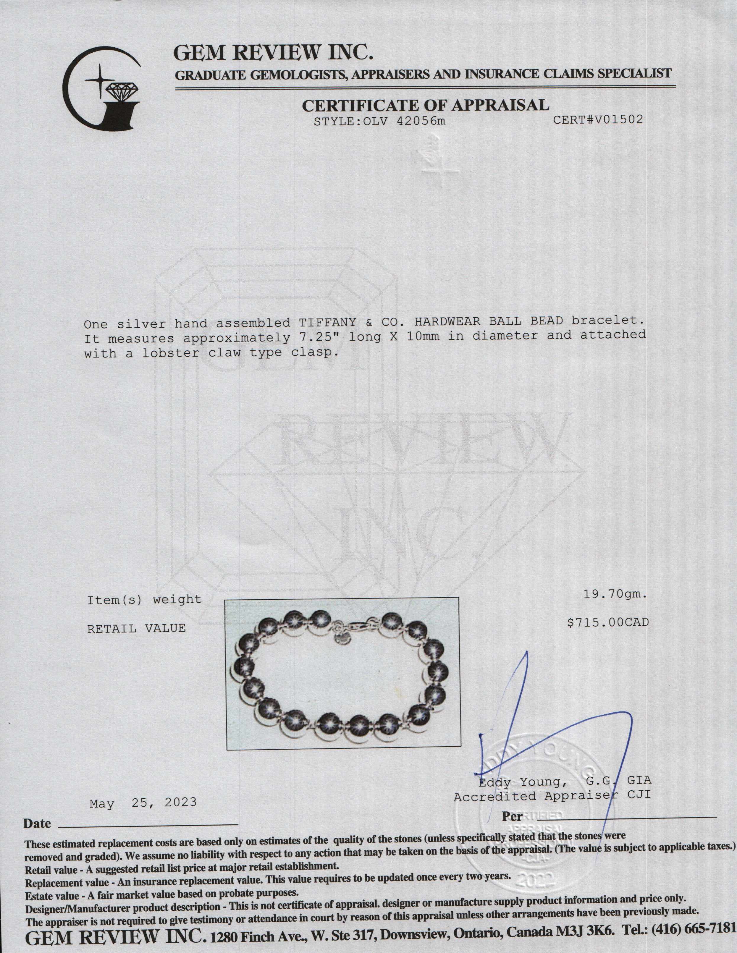 Tiffany & Co. Sterling Silver 10 mm HardWear Ball Bracelet