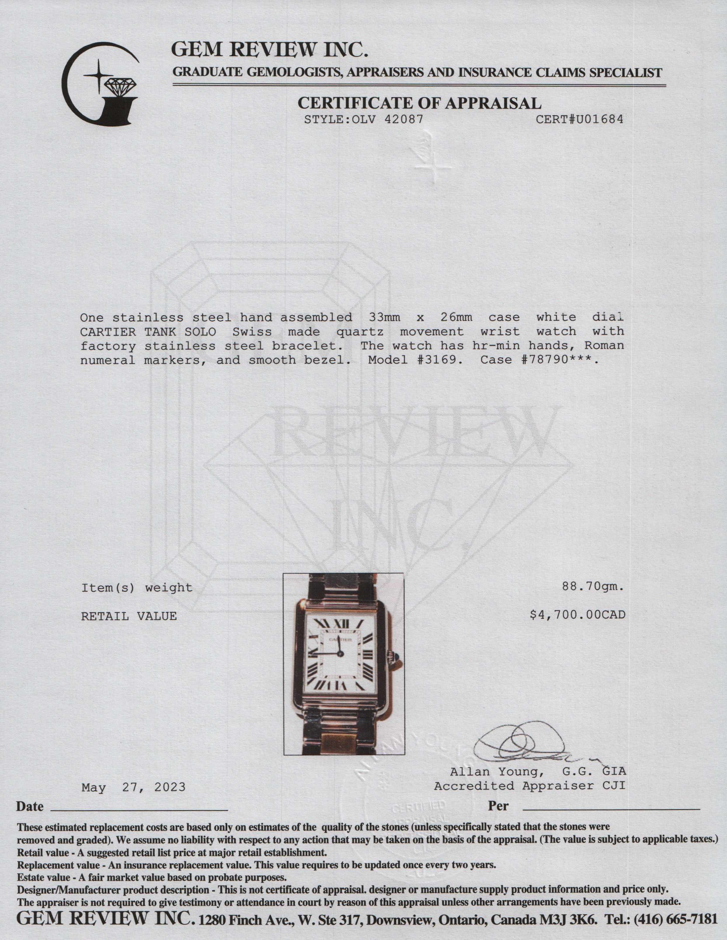 Cartier Tank Solo Watch