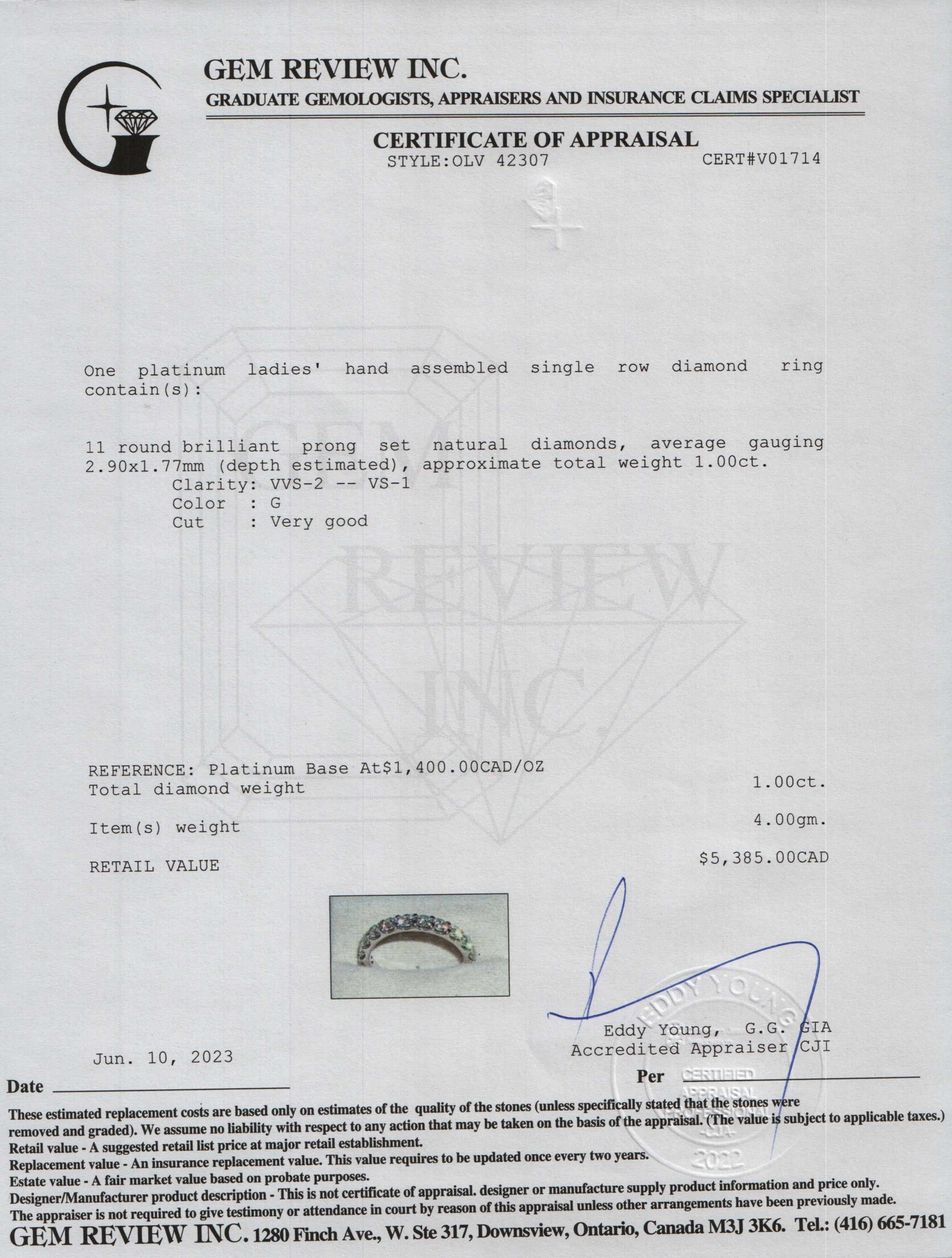 Platinum Diamond Band Ring