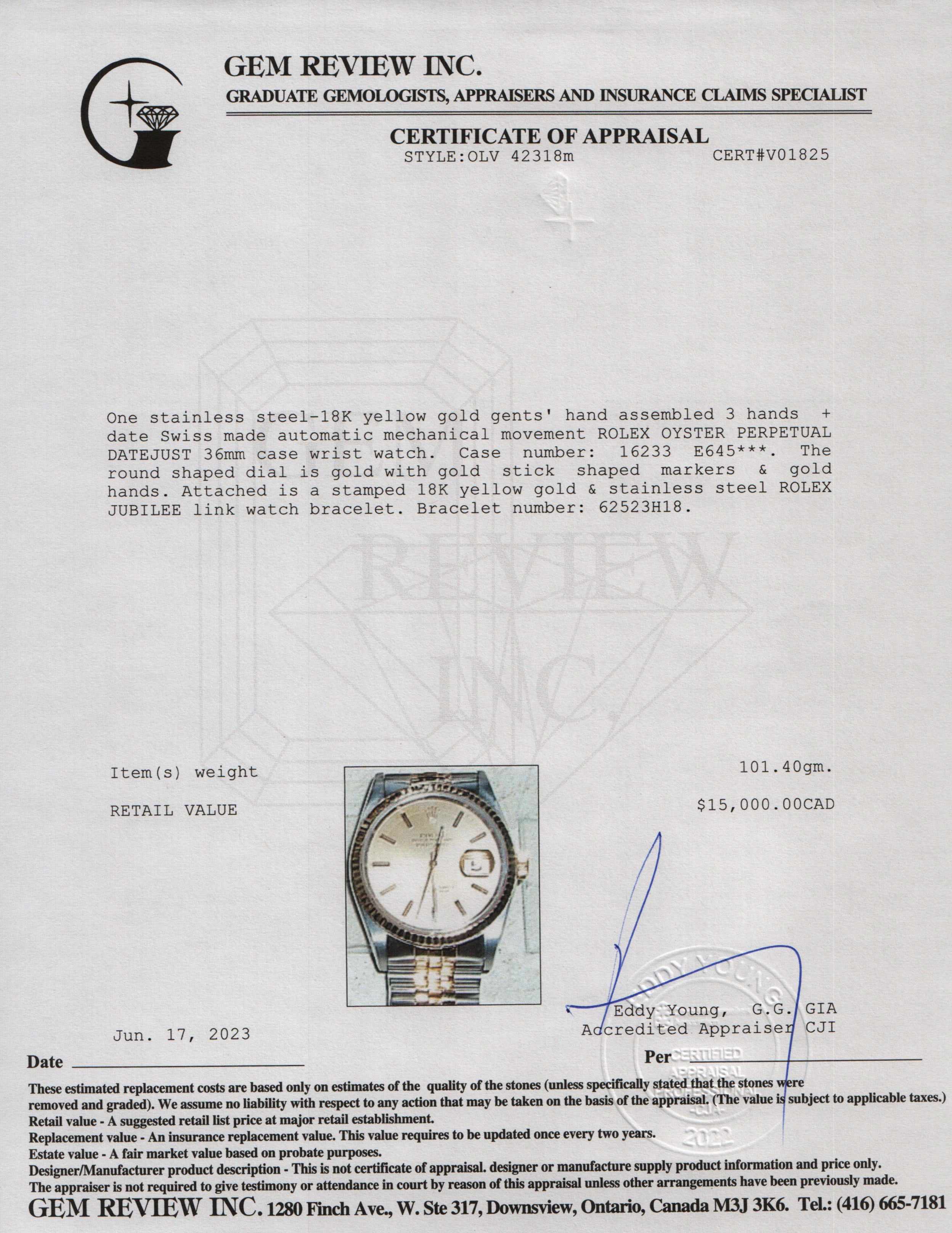 Rolex Two-Tone Datejust 36 MM Watch w/ Box & Papers