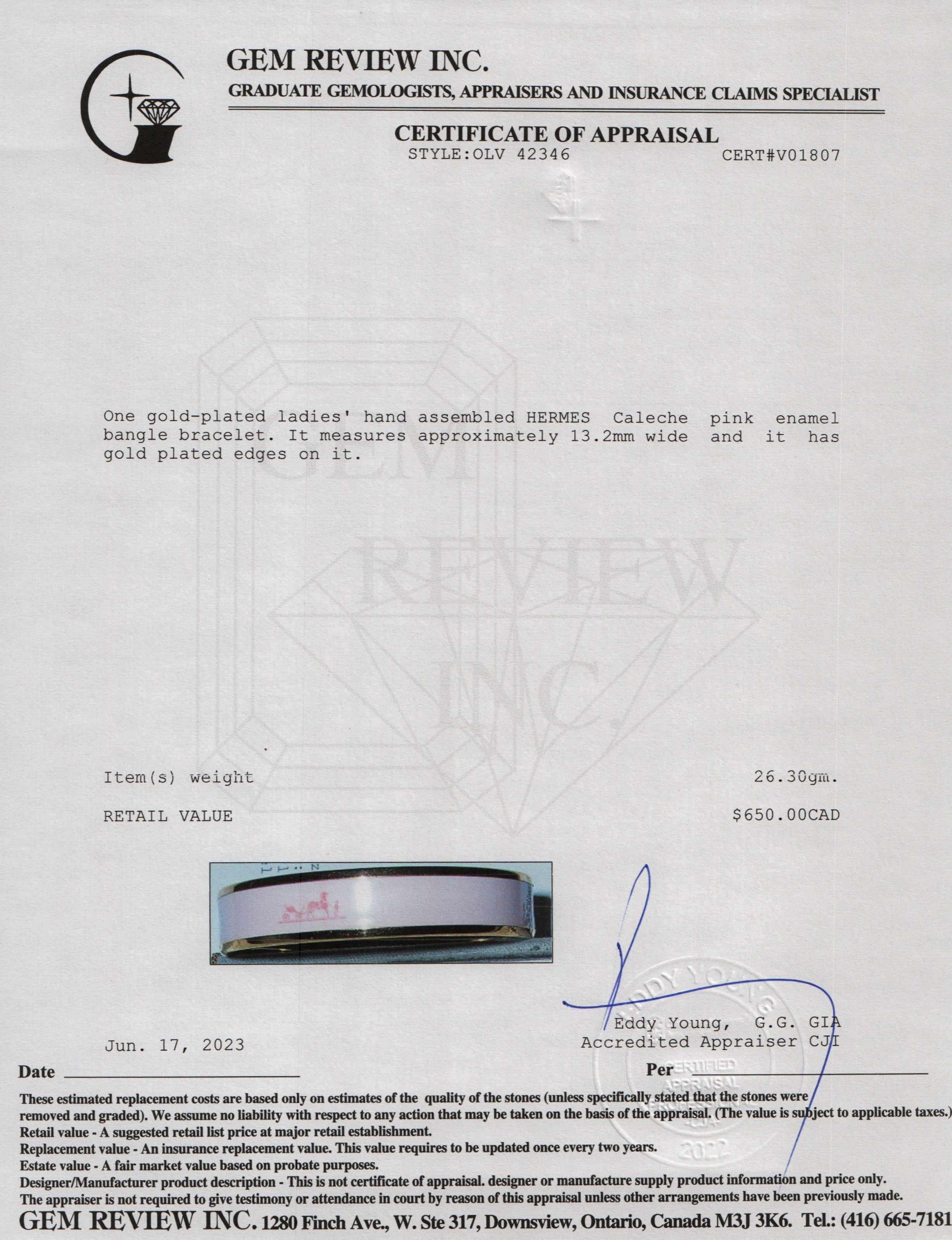 Hermes Caleche Enamel Bangle Bracelet